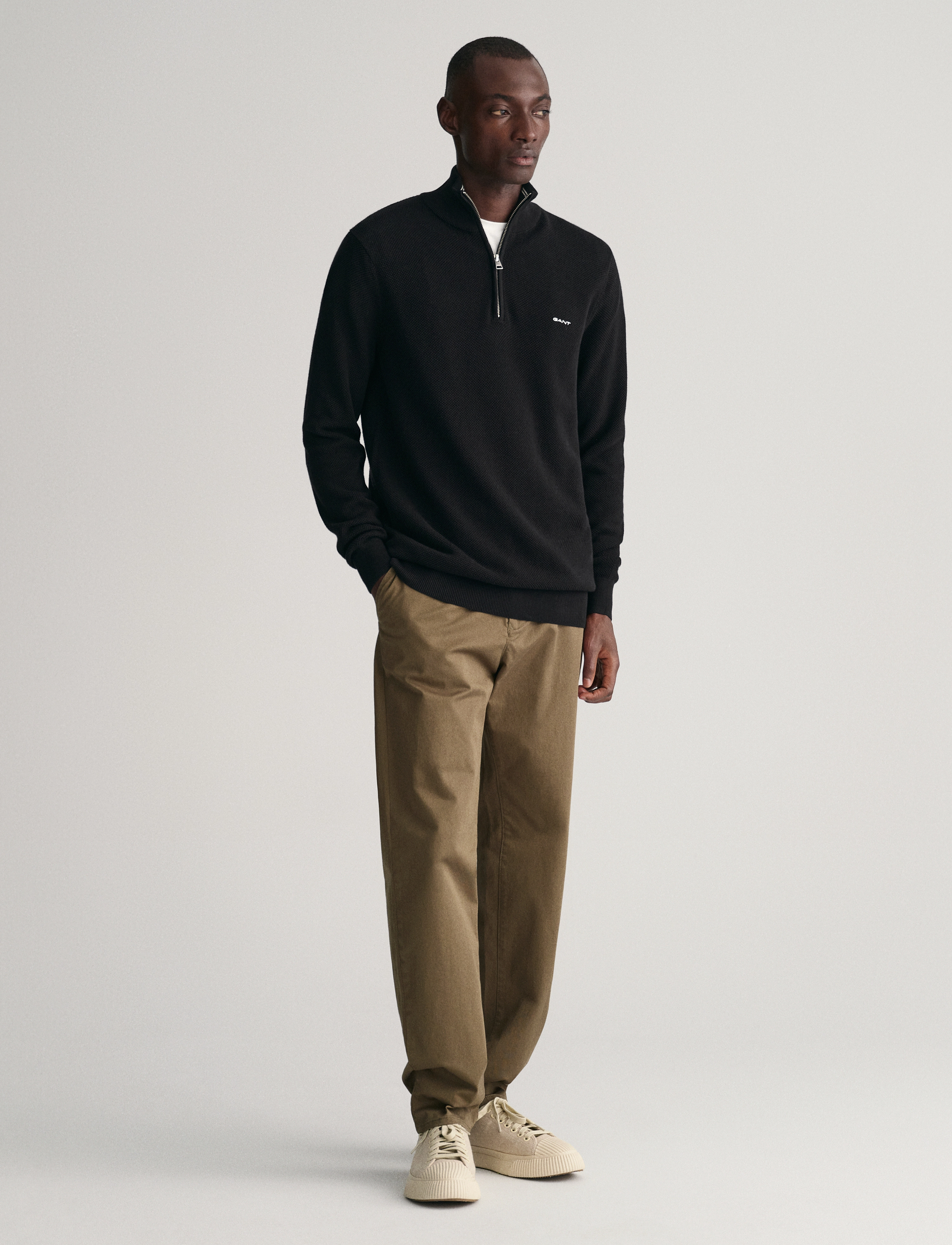 Gant - COTTON PIQUE HALF ZIP - half zip jumpers - black - 5