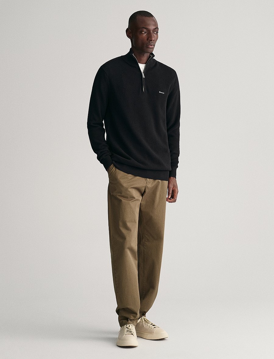 Gant - COTTON PIQUE HALF ZIP - half zip strik - black - 5
