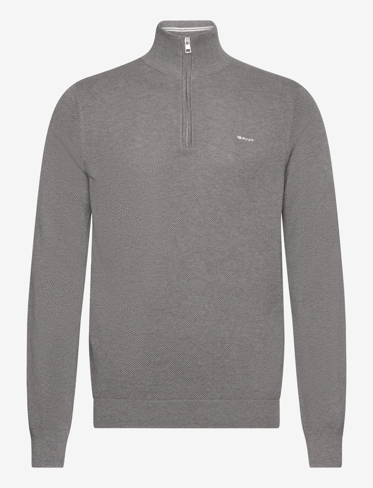 GANT - COTTON PIQUE HALF ZIP - tõmblukk-kaelusega džemprid - dark grey melange - 1