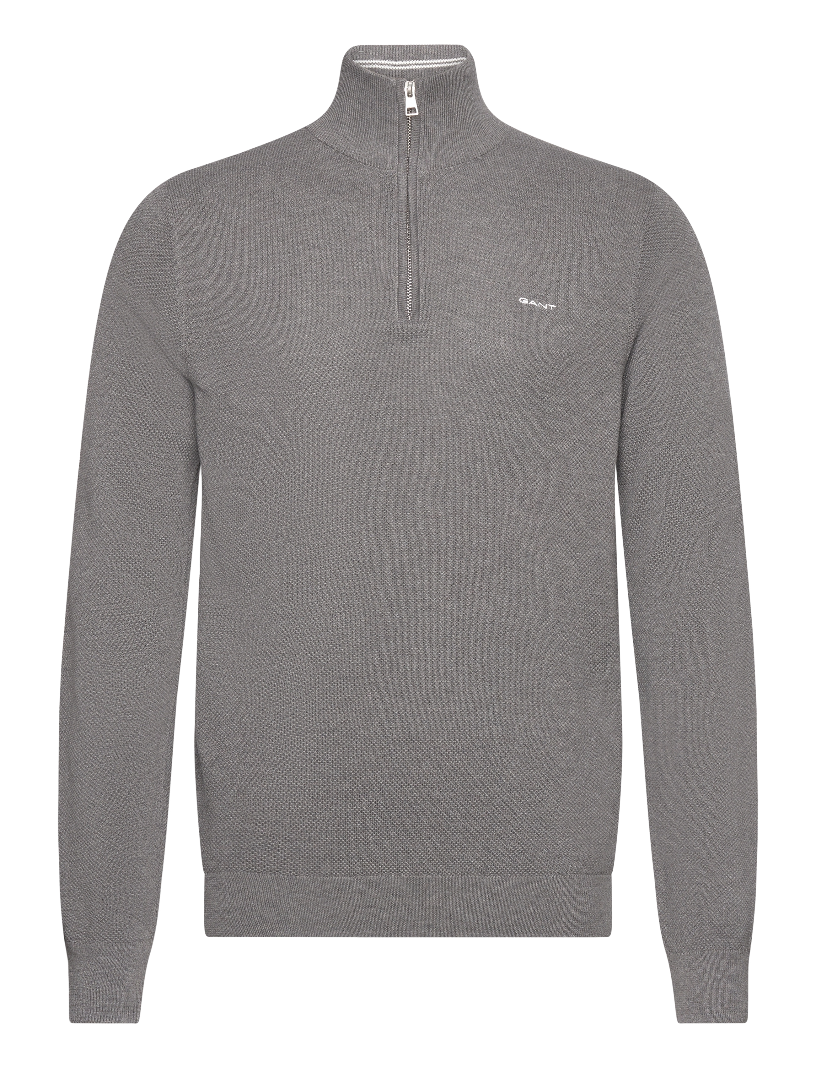Gant COTTON PIQUE HALF ZIP - Gant - DARK GREY MELANGE / grey