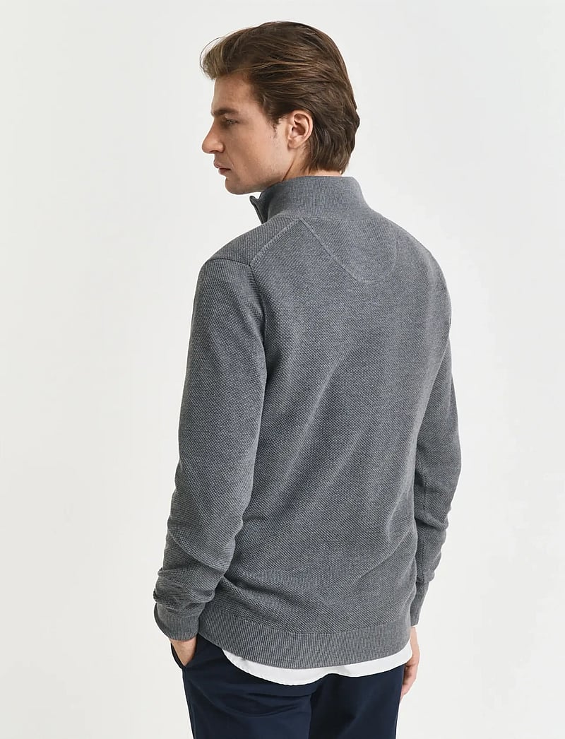 GANT - COTTON PIQUE HALF ZIP - tõmblukk-kaelusega džemprid - dark grey melange - 3