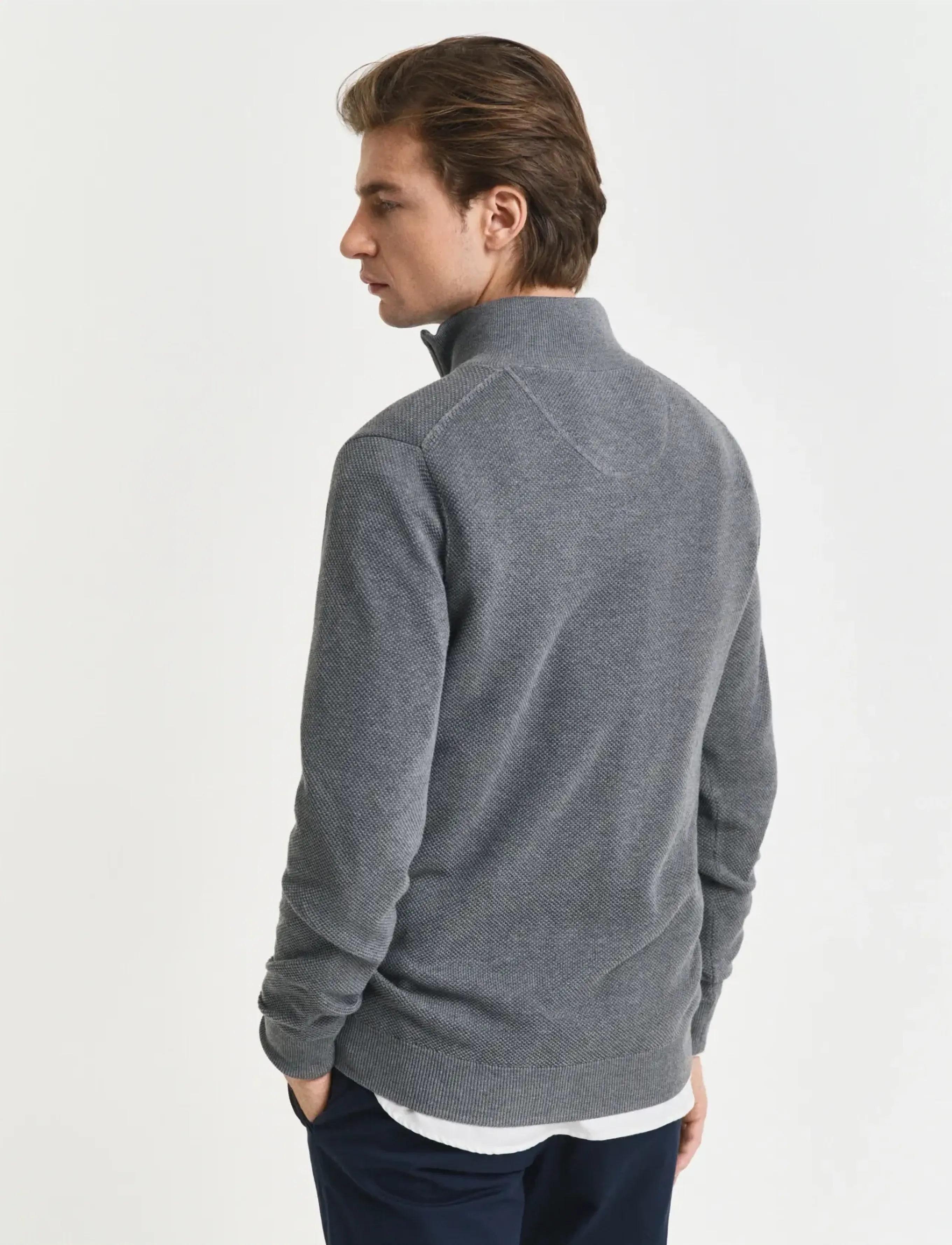 Gant - COTTON PIQUE HALF ZIP - pullover mit halbem reißverschluss - dark grey melange - 3