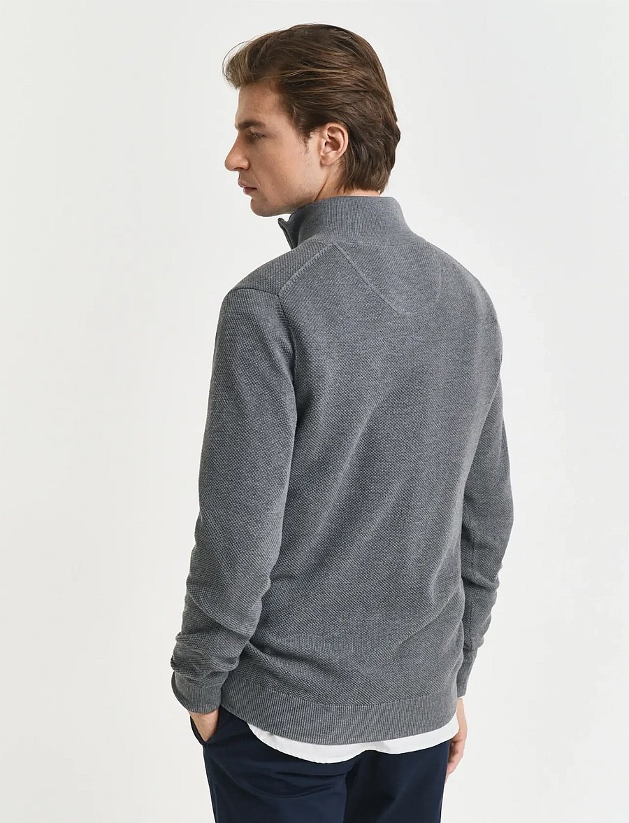 Gant - COTTON PIQUE HALF ZIP - pullover mit halbem reißverschluss - dark grey melange - 3