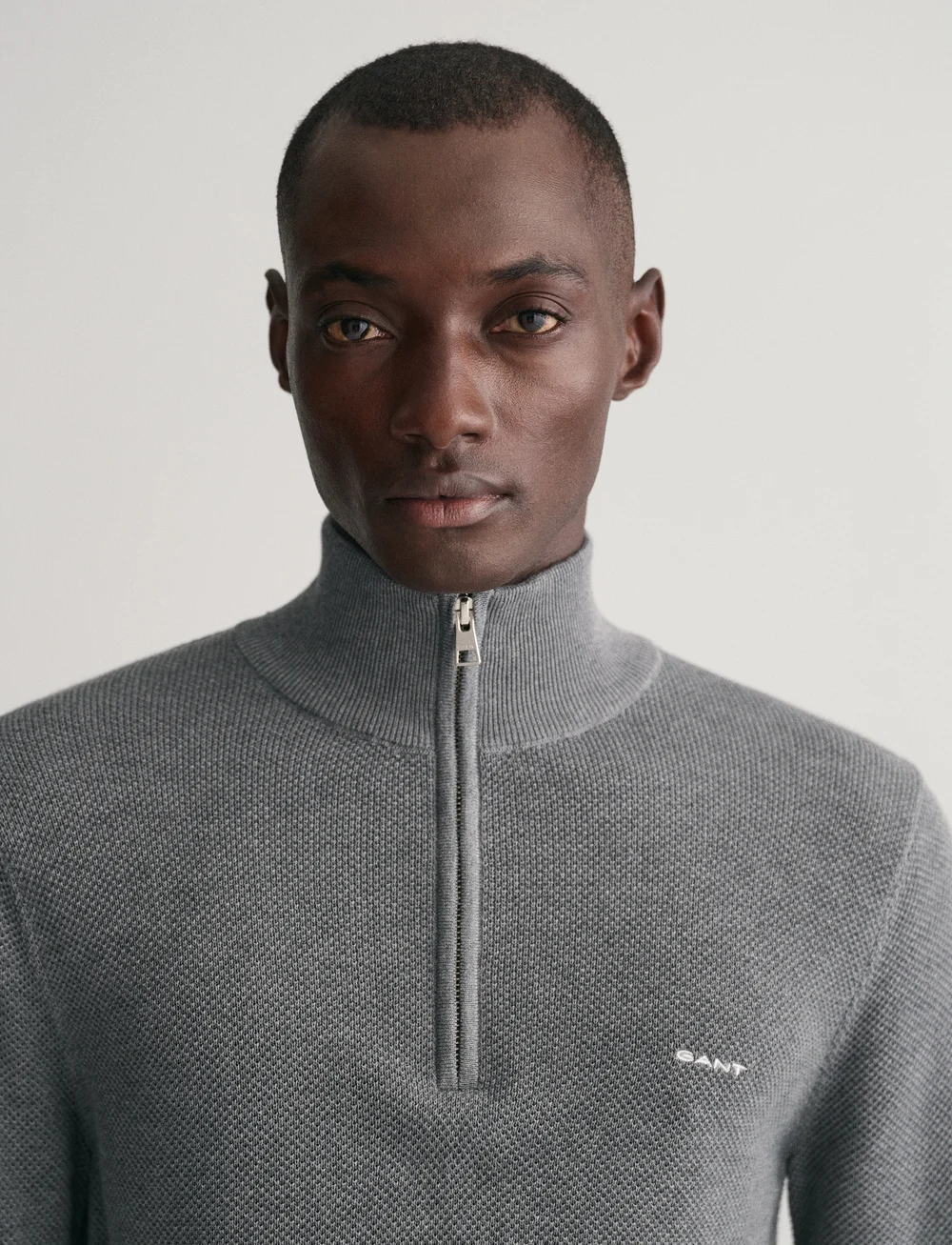 GANT - COTTON PIQUE HALF ZIP - halfzip strik - dark grey melange - 4