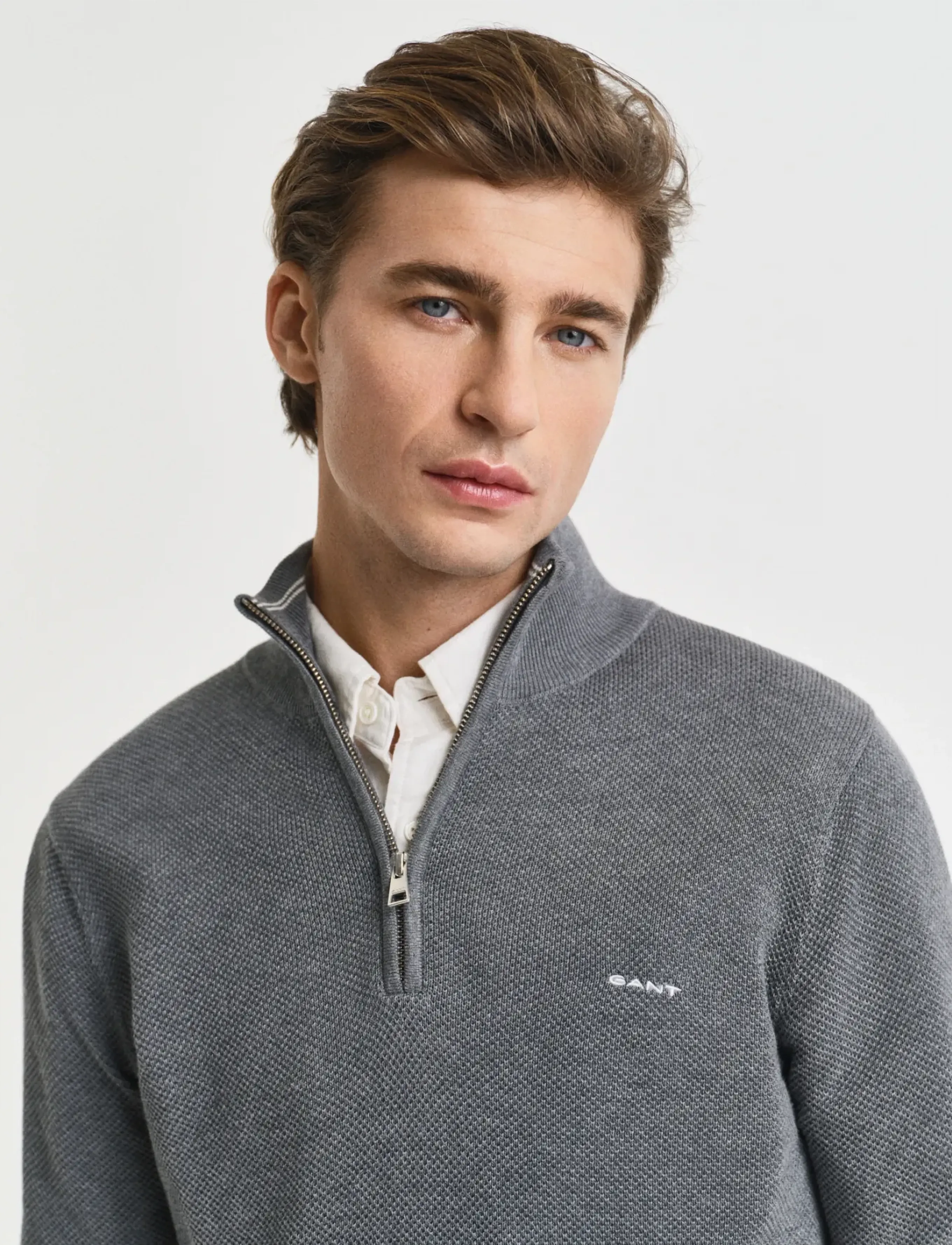 Gant - COTTON PIQUE HALF ZIP - pullover mit halbem reißverschluss - dark grey melange - 4