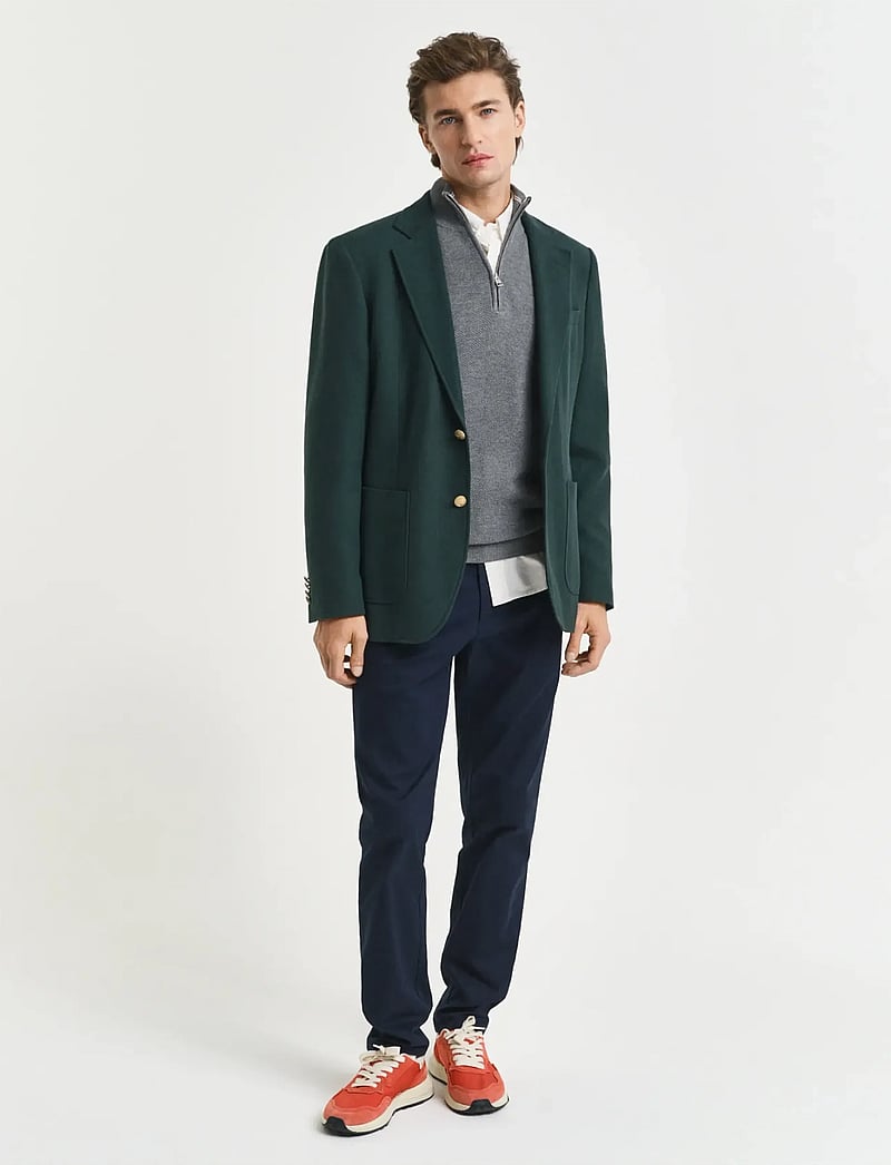 GANT - COTTON PIQUE HALF ZIP - tõmblukk-kaelusega džemprid - dark grey melange - 5