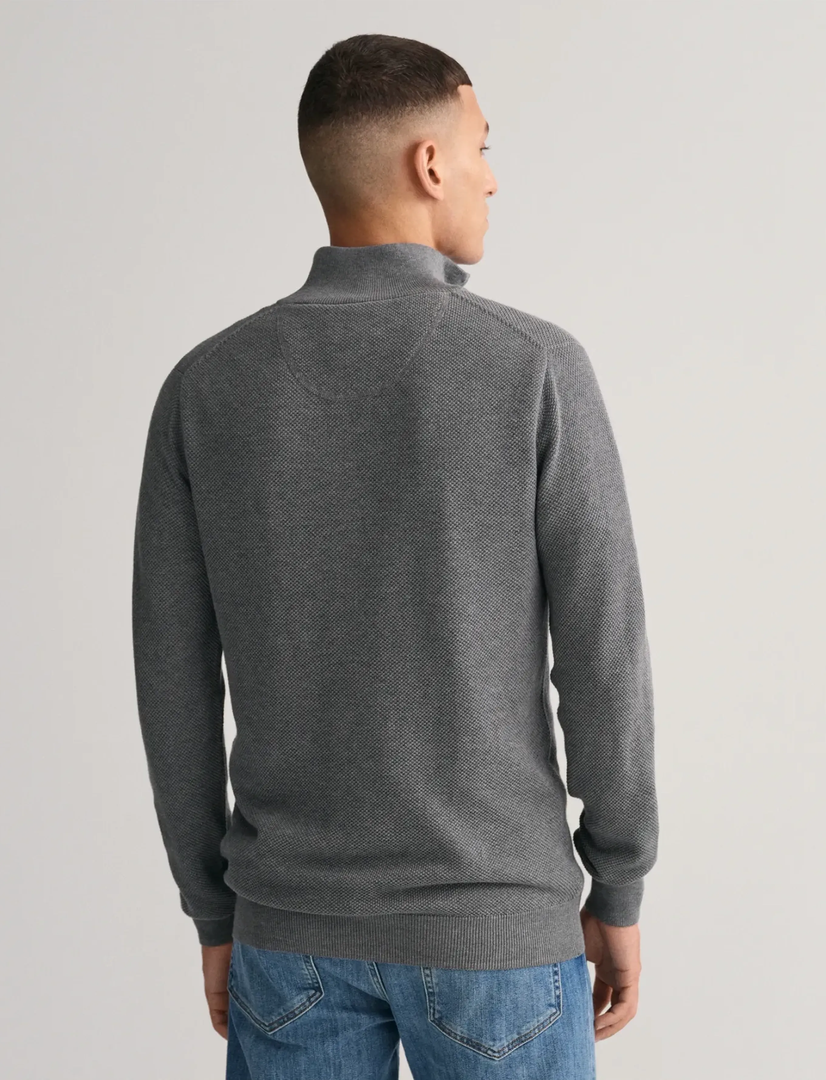 Gant COTTON PIQUE HALF ZIP - Streetstyle - DARK GREY MELANGE / grey