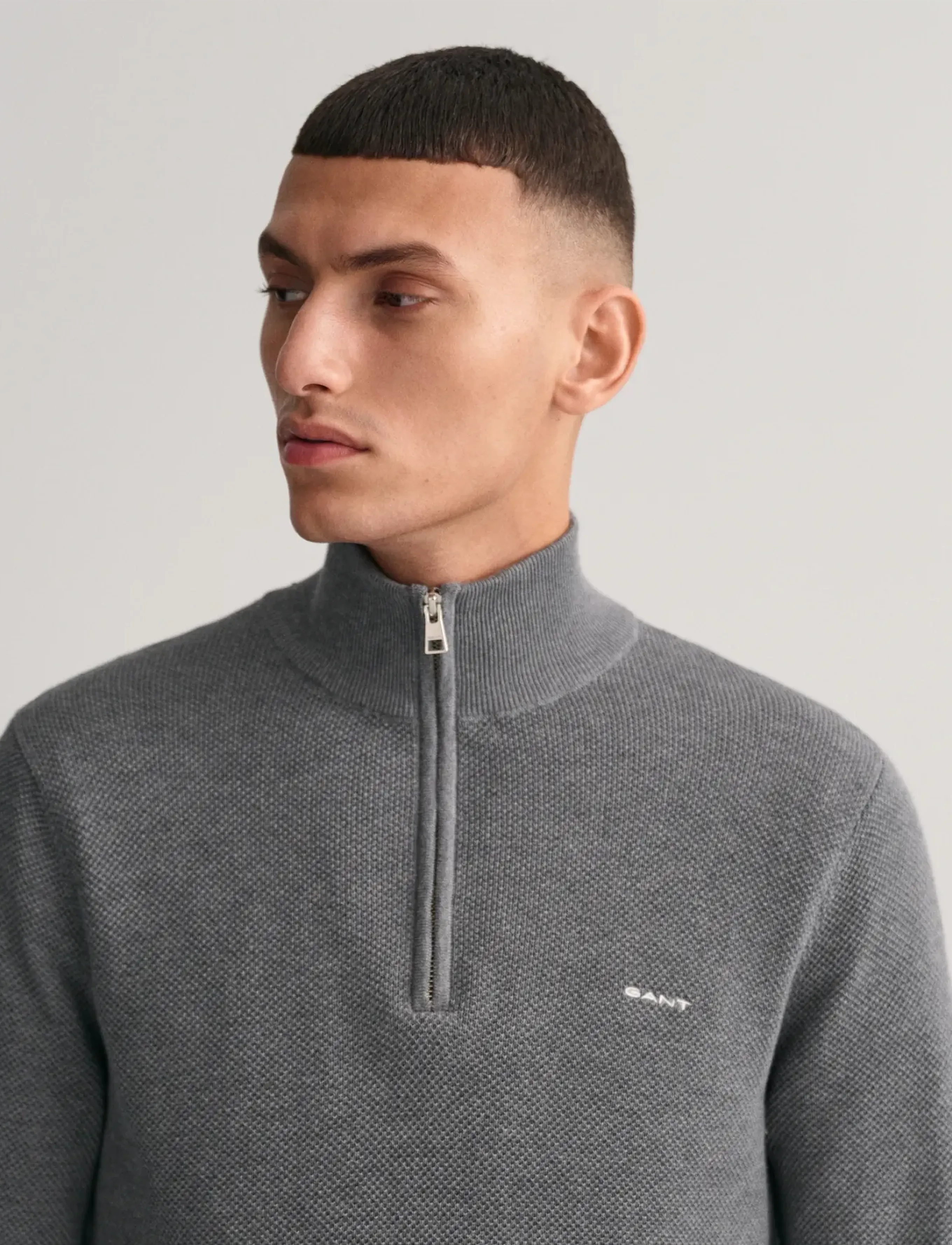 Gant Cotton Pique Half Zip stickade tröjor herr – bild 7