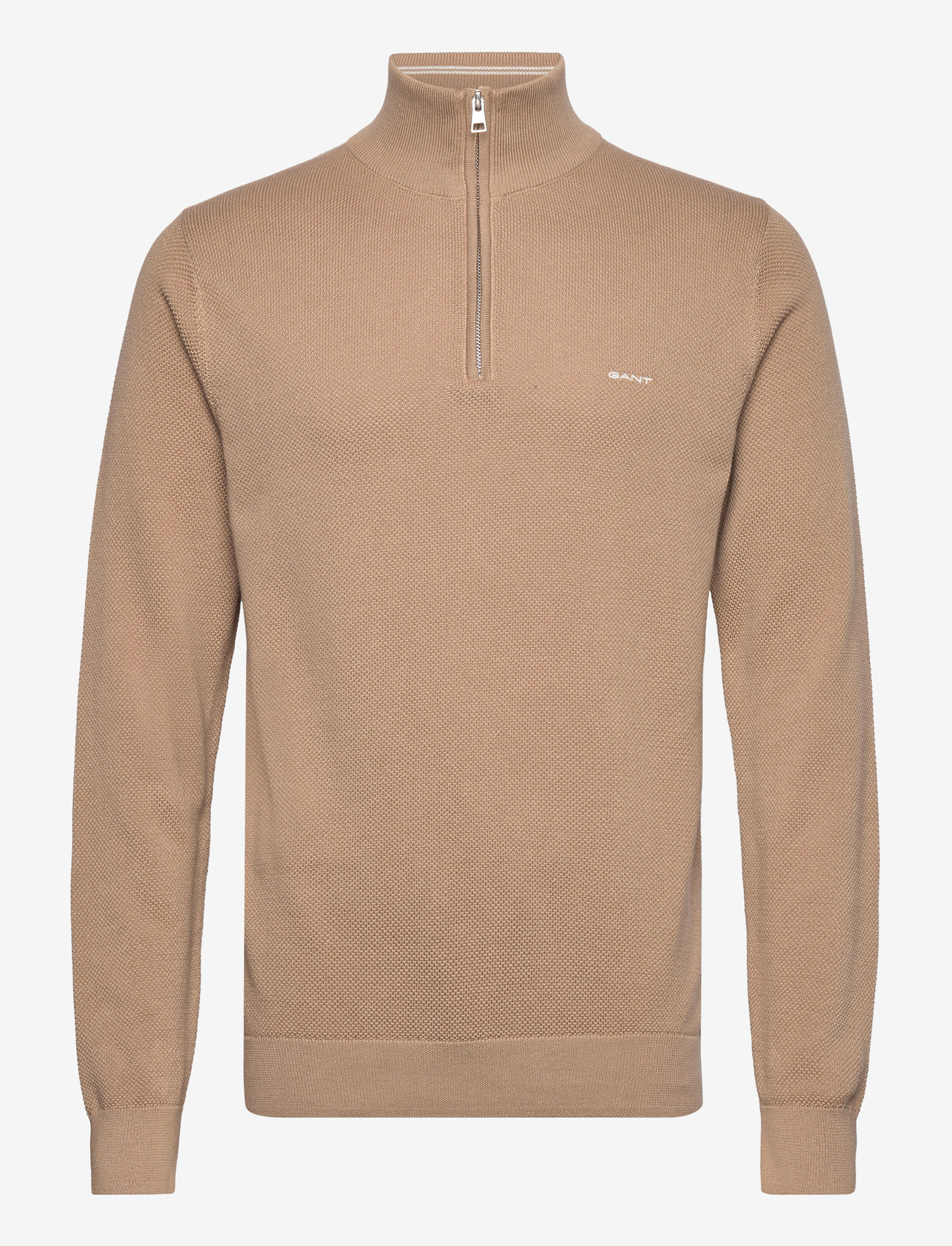 Gant - COTTON PIQUE HALF ZIP - pullover mit halbem reißverschluss - dark khaki - 1