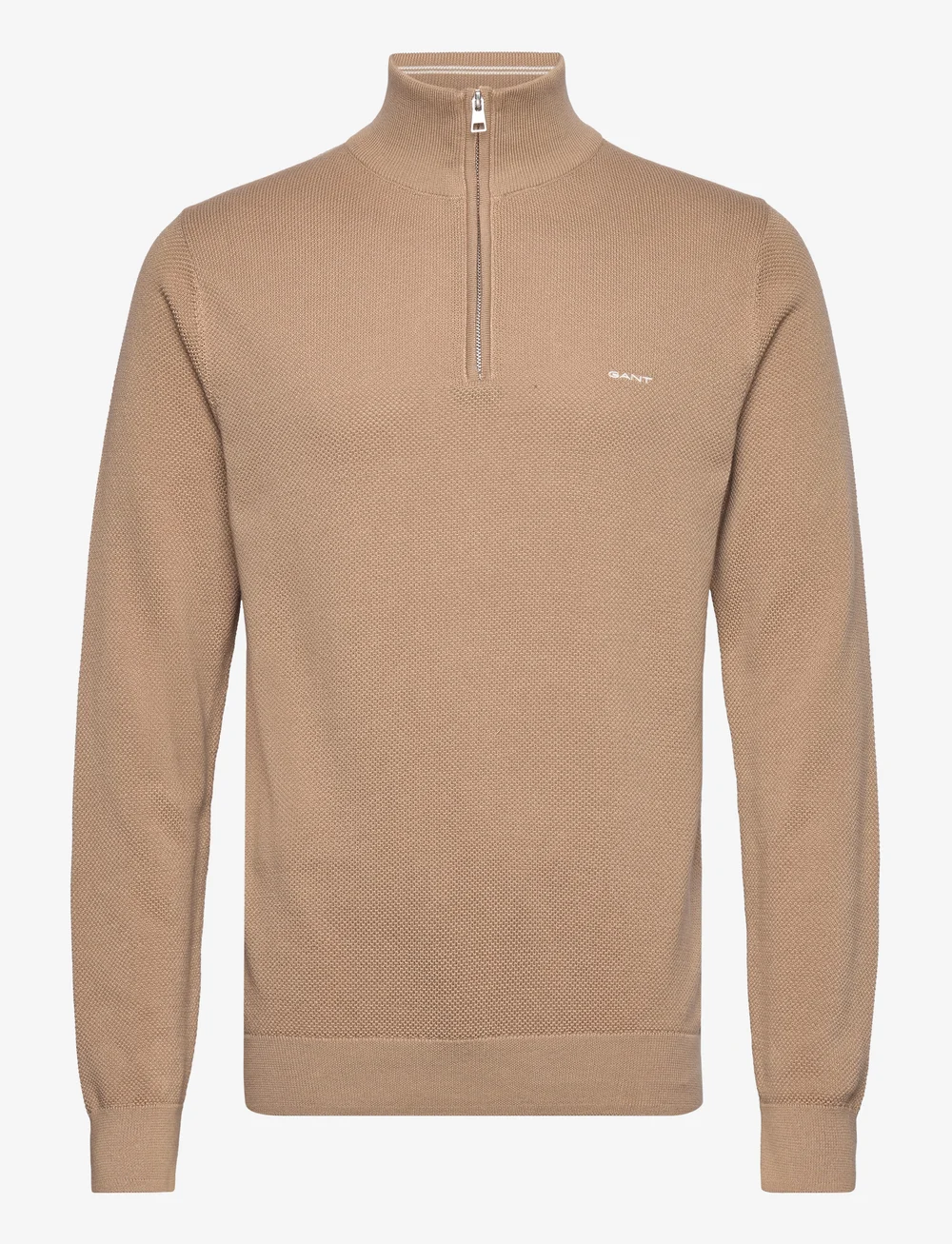 GANT - COTTON PIQUE HALF ZIP - half zip jumpers - dark khaki - 1