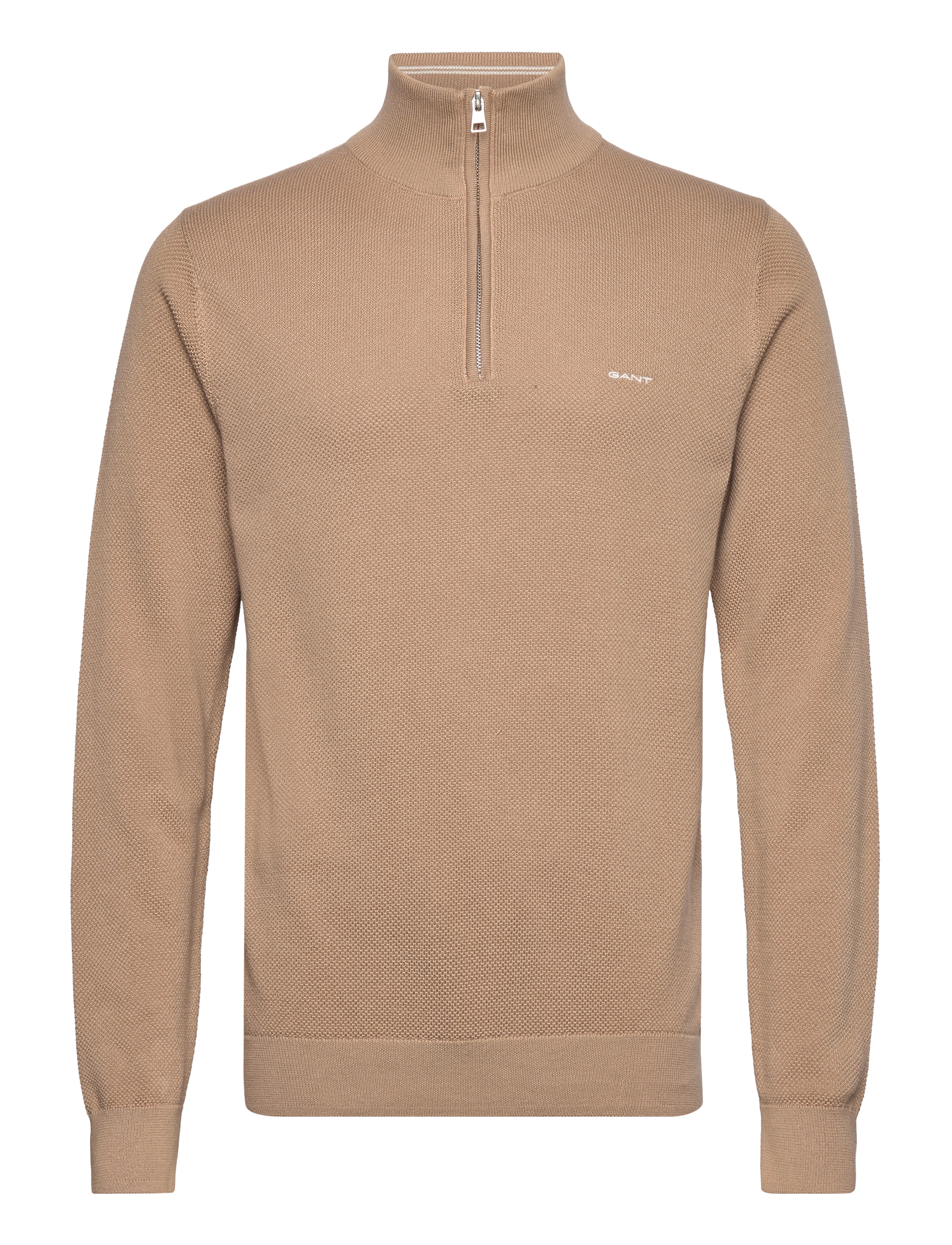 Gant COTTON PIQUE HALF ZIP - Gant - DARK KHAKI / beige