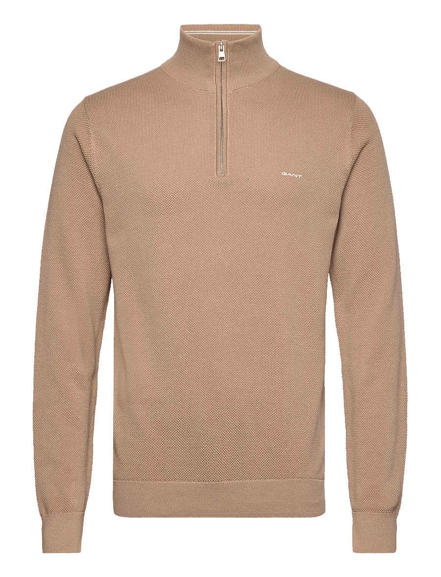 Gant - COTTON PIQUE HALF ZIP - halfzip strik - dark khaki - 1