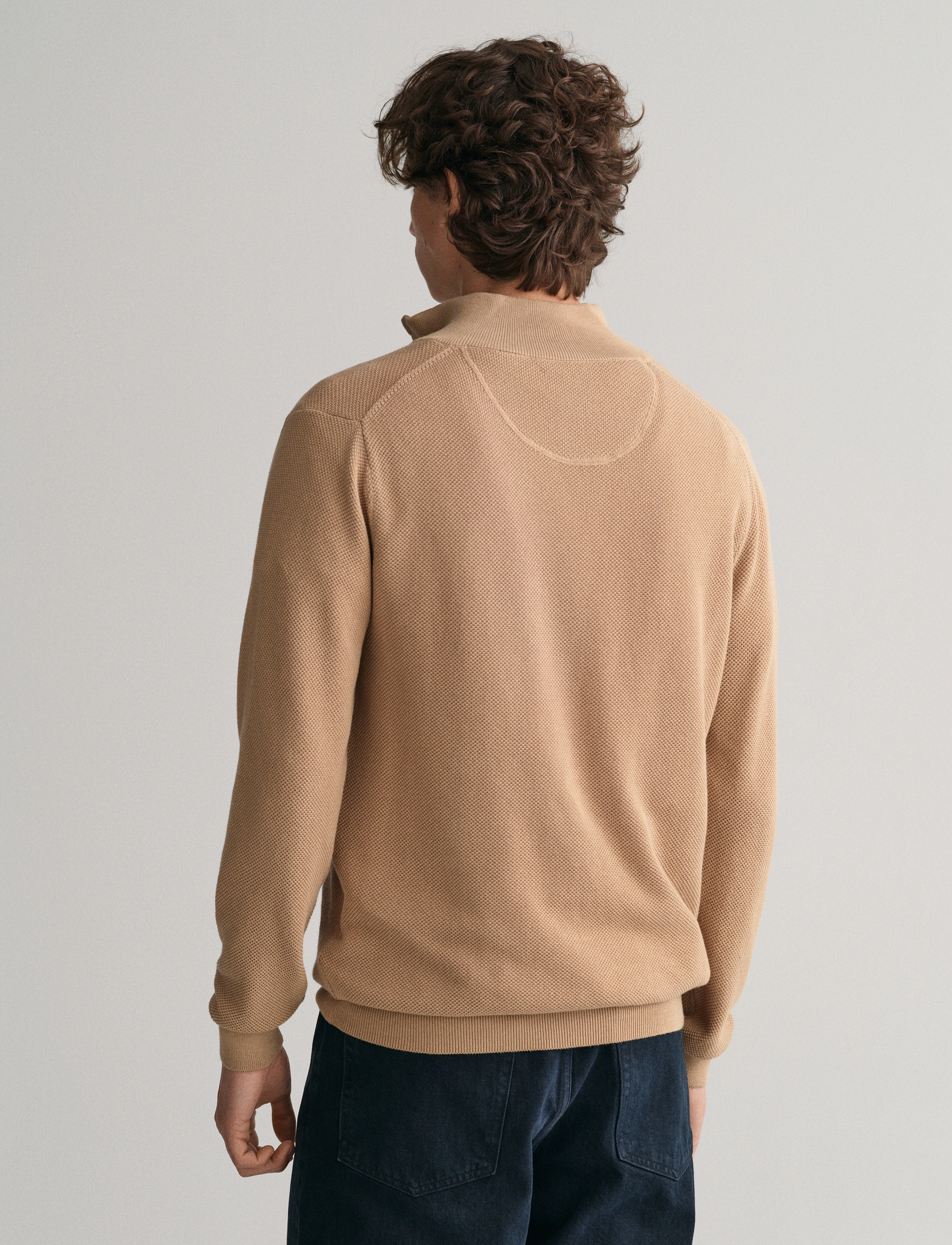 Gant - COTTON PIQUE HALF ZIP - halfzip strik - dark khaki - 3