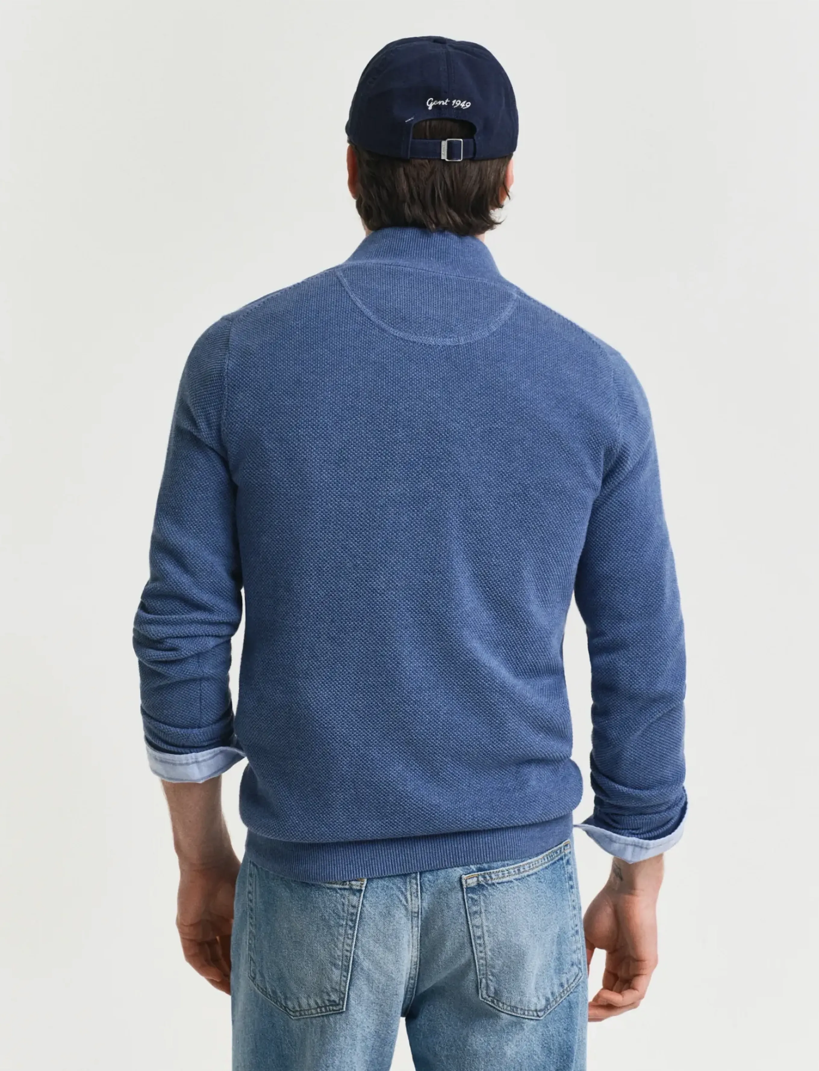 Gant - COTTON PIQUE HALF ZIP - pullover mit halbem reißverschluss - denim blue melange - 3