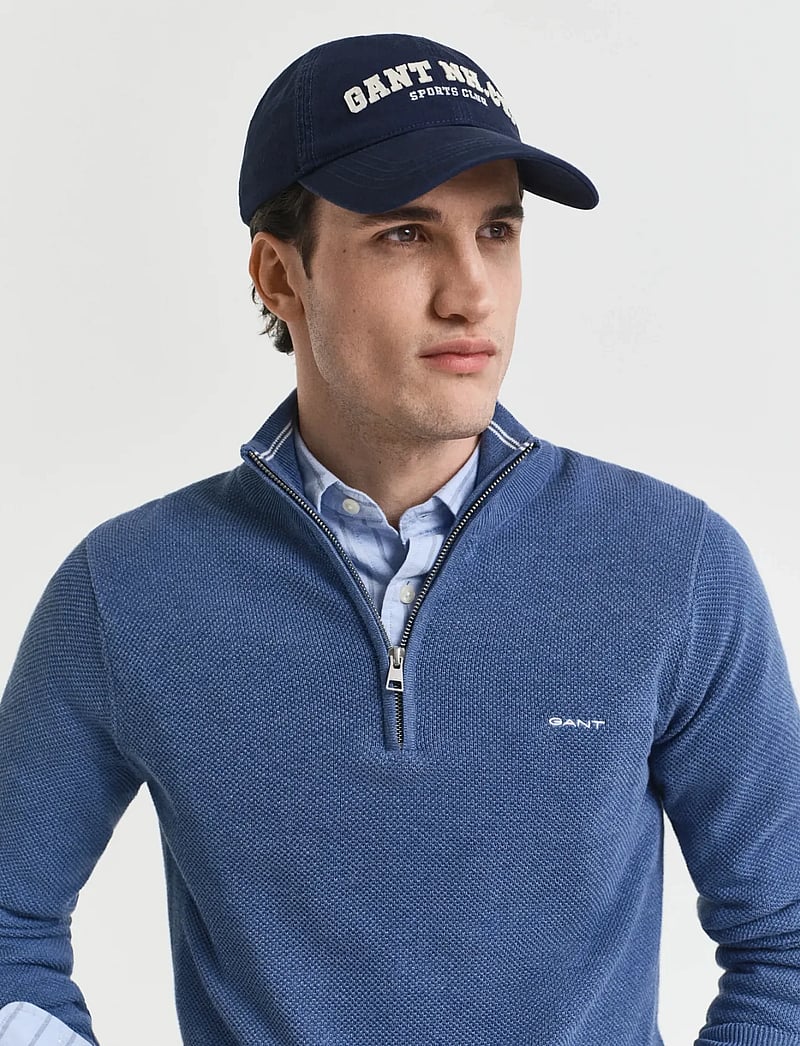Gant - COTTON PIQUE HALF ZIP - half zip-tröjor - denim blue melange - 4