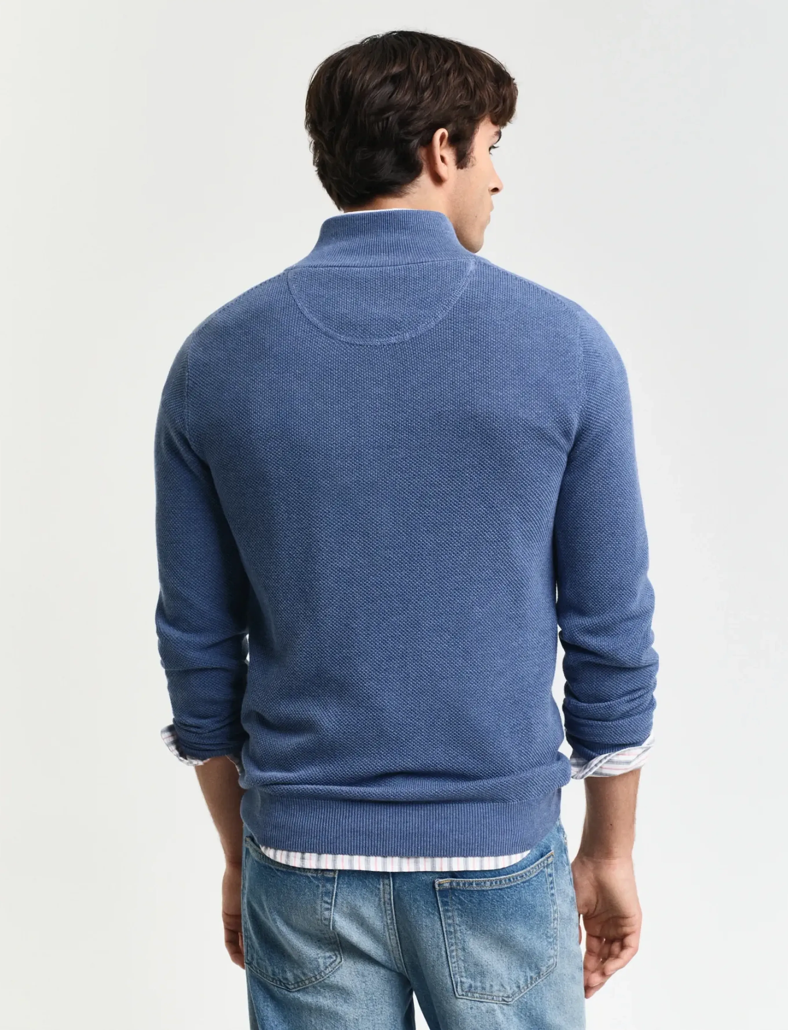 Gant Cotton Pique Half Zip stickade tröjor herr – bild 7