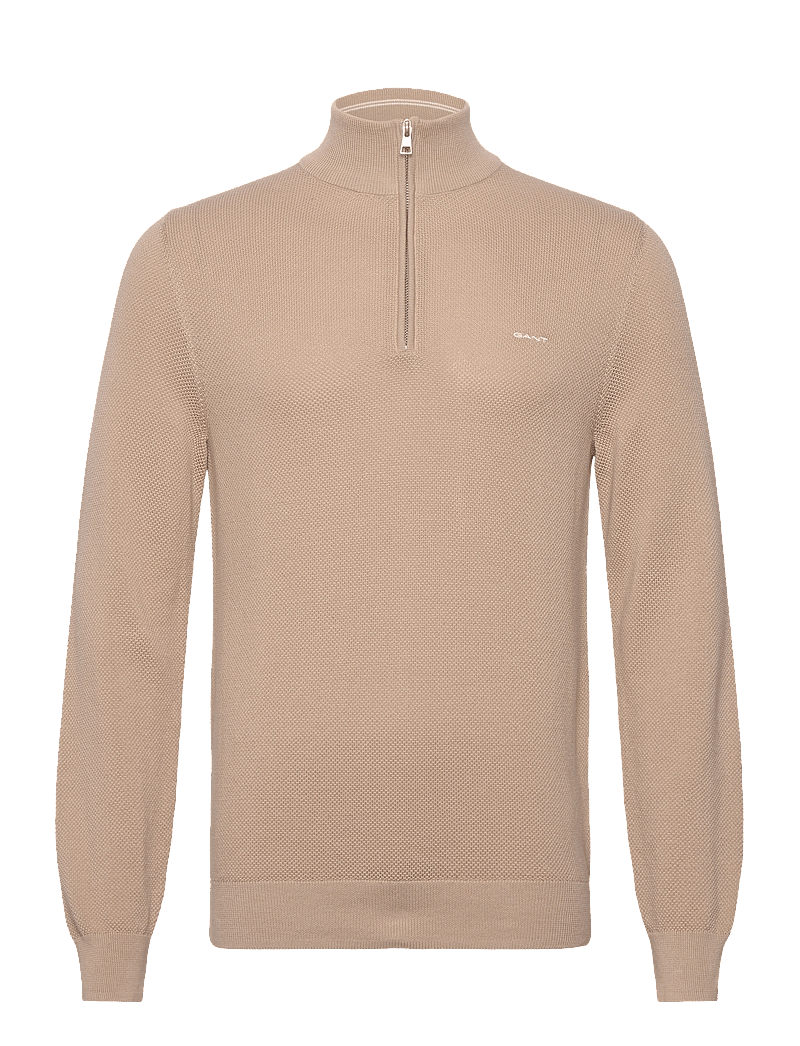 GANT - COTTON PIQUE HALF ZIP - half zip-trøjer - dry sand - 0