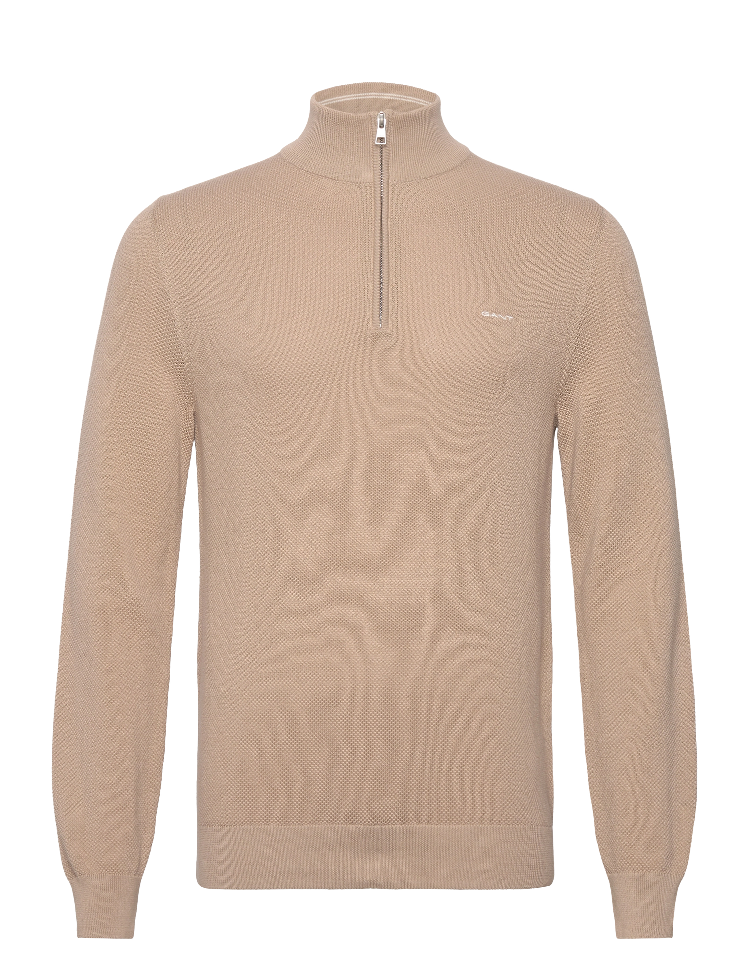 Gant - COTTON PIQUE HALF ZIP - puolivetoketjulliset neuleet - dry sand - 0