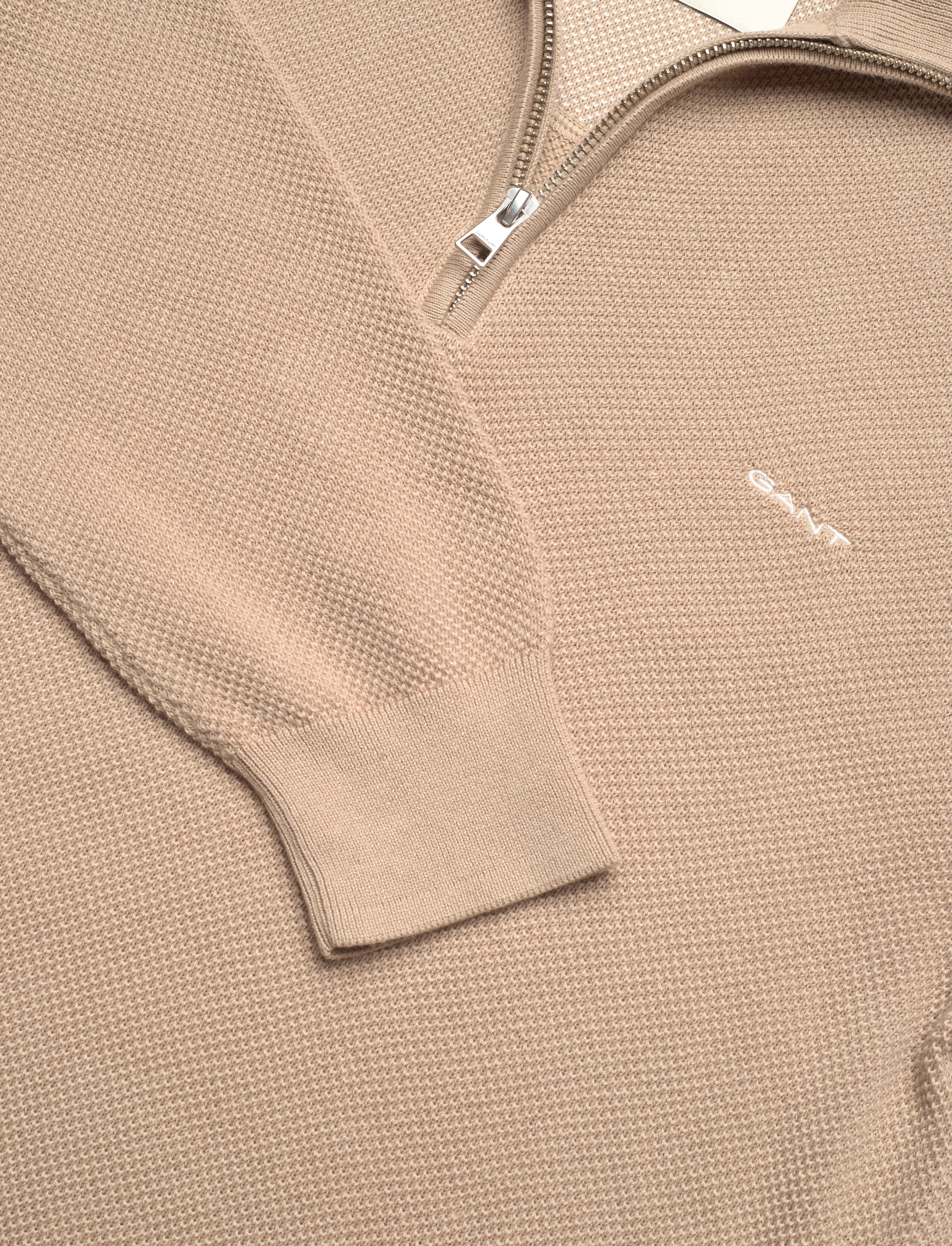 Gant - COTTON PIQUE HALF ZIP - puolivetoketjulliset neuleet - dry sand - 2