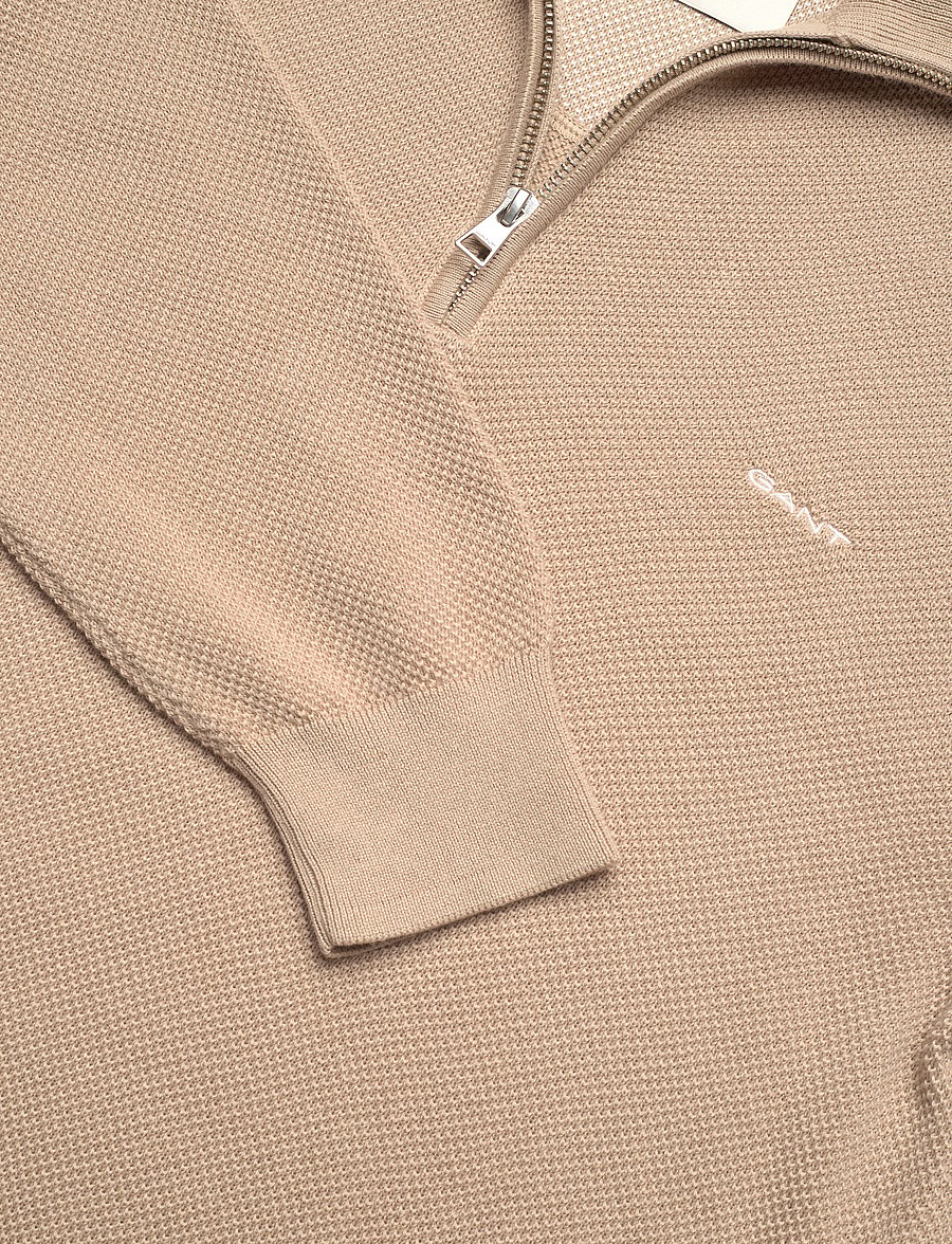Gant - COTTON PIQUE HALF ZIP - puolivetoketjulliset neuleet - dry sand - 2