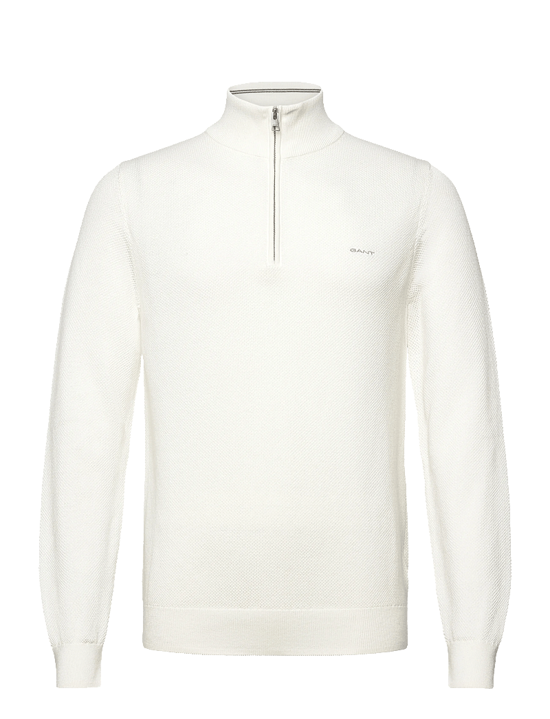 GANT - COTTON PIQUE HALF ZIP - half zip-trøjer - eggshell - 0