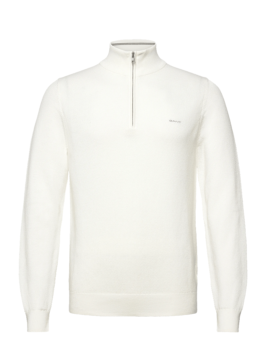 Gant - COTTON PIQUE HALF ZIP - hálfrenndar peysur - eggshell - 0