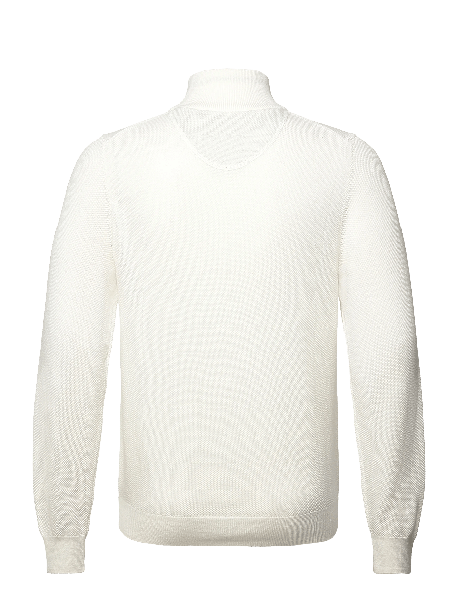 Gant - COTTON PIQUE HALF ZIP - hálfrenndar peysur - eggshell - 1