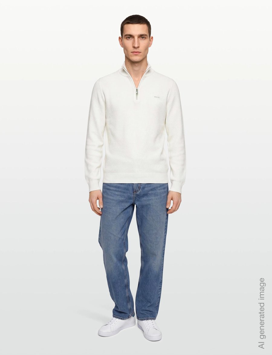 Gant - COTTON PIQUE HALF ZIP - half zip-tröjor - eggshell - 0