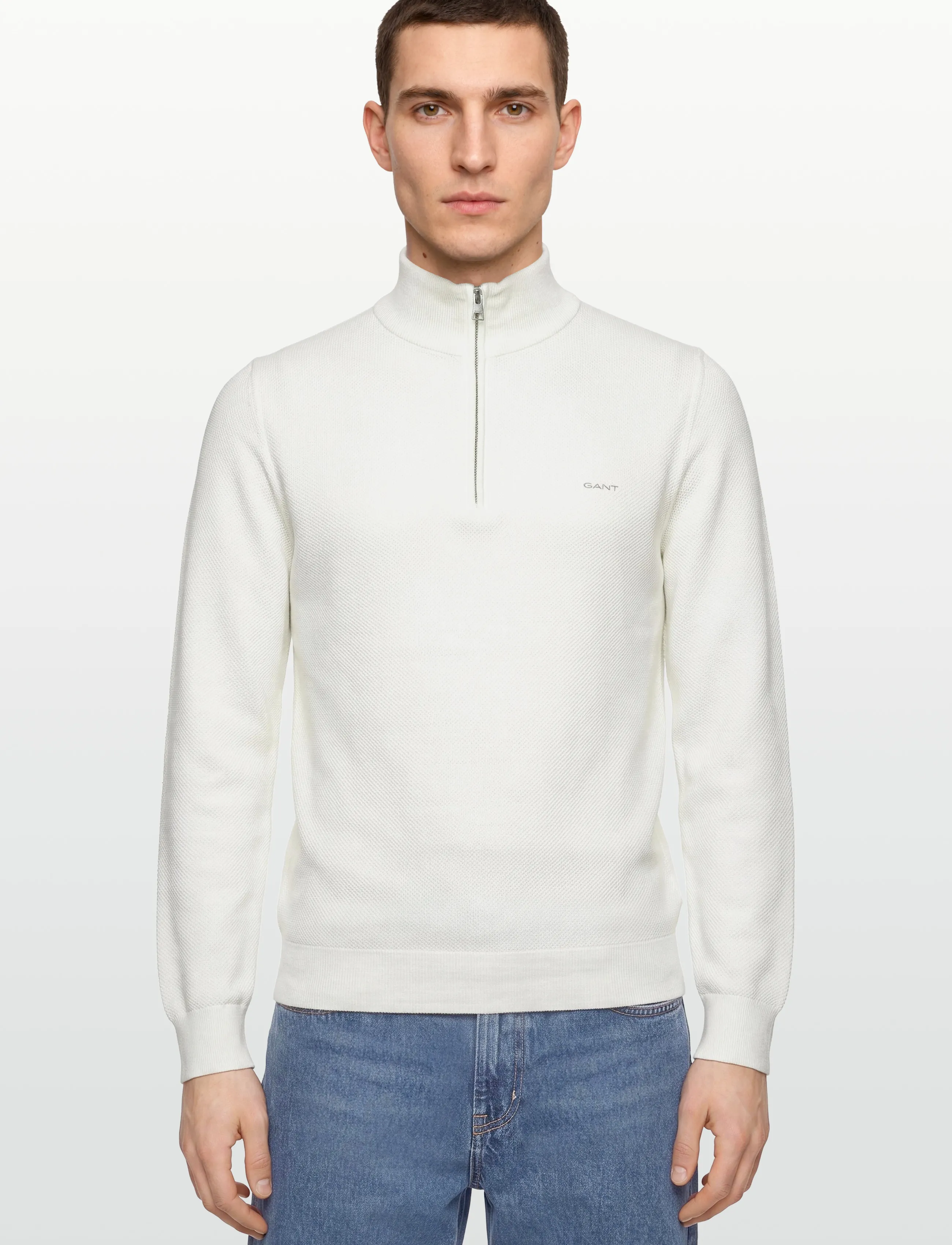 Gant - COTTON PIQUE HALF ZIP - half zip jumpers - eggshell - 3