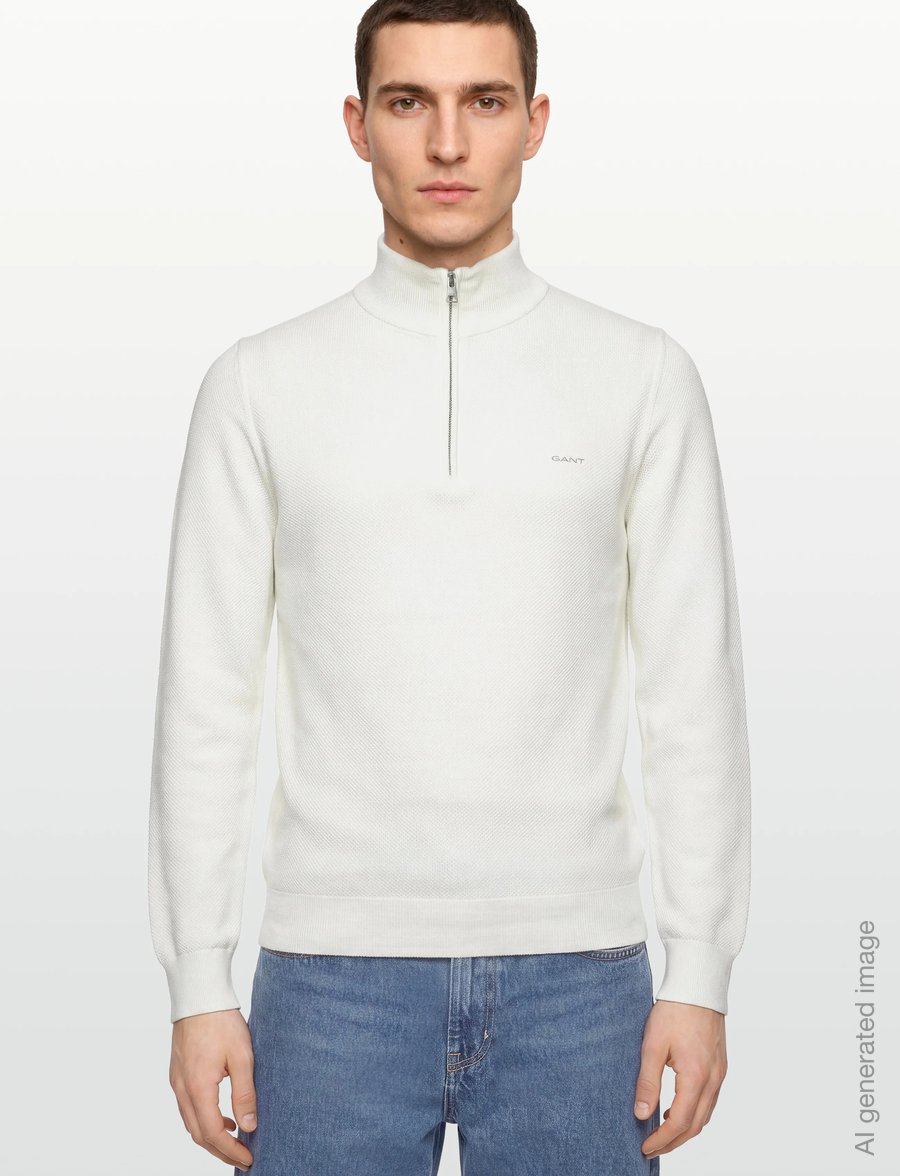 Gant - COTTON PIQUE HALF ZIP - half zip-tröjor - eggshell - 3
