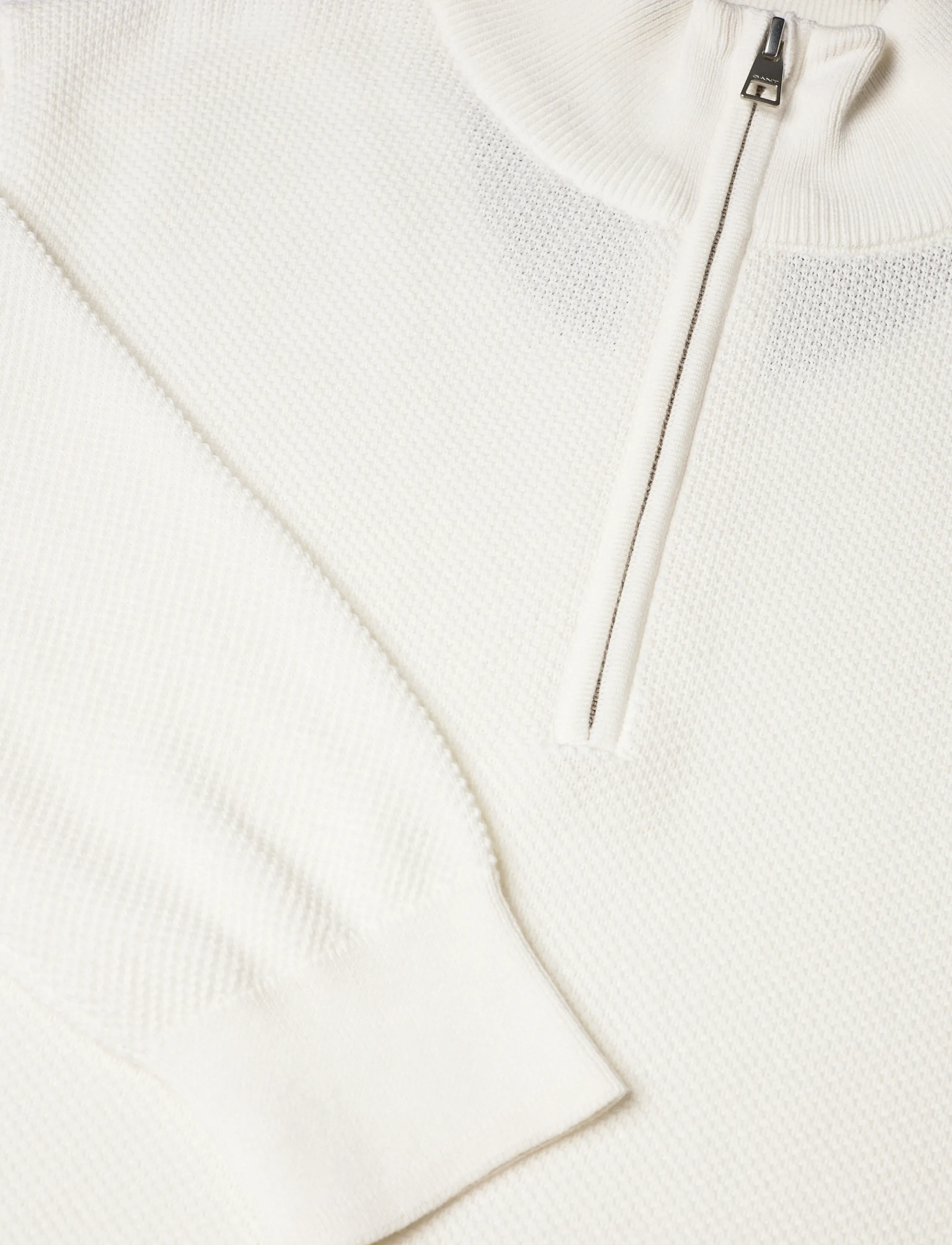 Gant - COTTON PIQUE HALF ZIP - hálfrenndar peysur - eggshell - 2