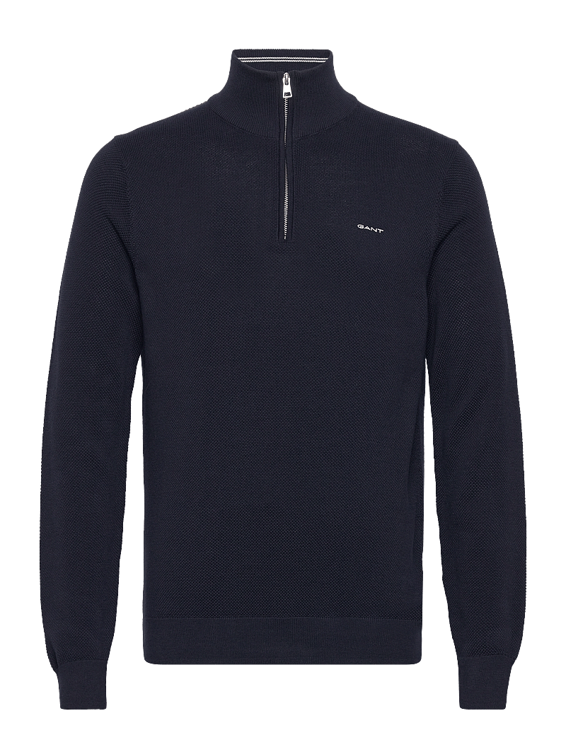 GANT - COTTON PIQUE HALF ZIP - tõmblukk-kaelusega džemprid - evening blue - 1