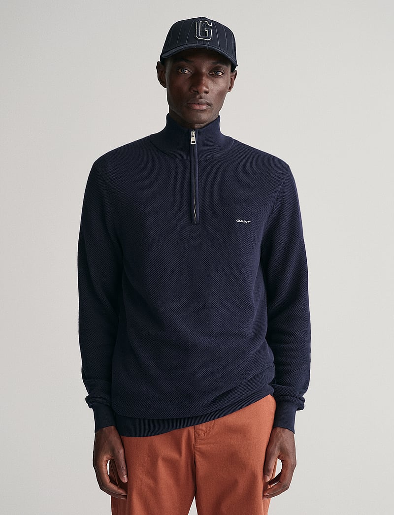 GANT - COTTON PIQUE HALF ZIP - tõmblukk-kaelusega džemprid - evening blue - 0