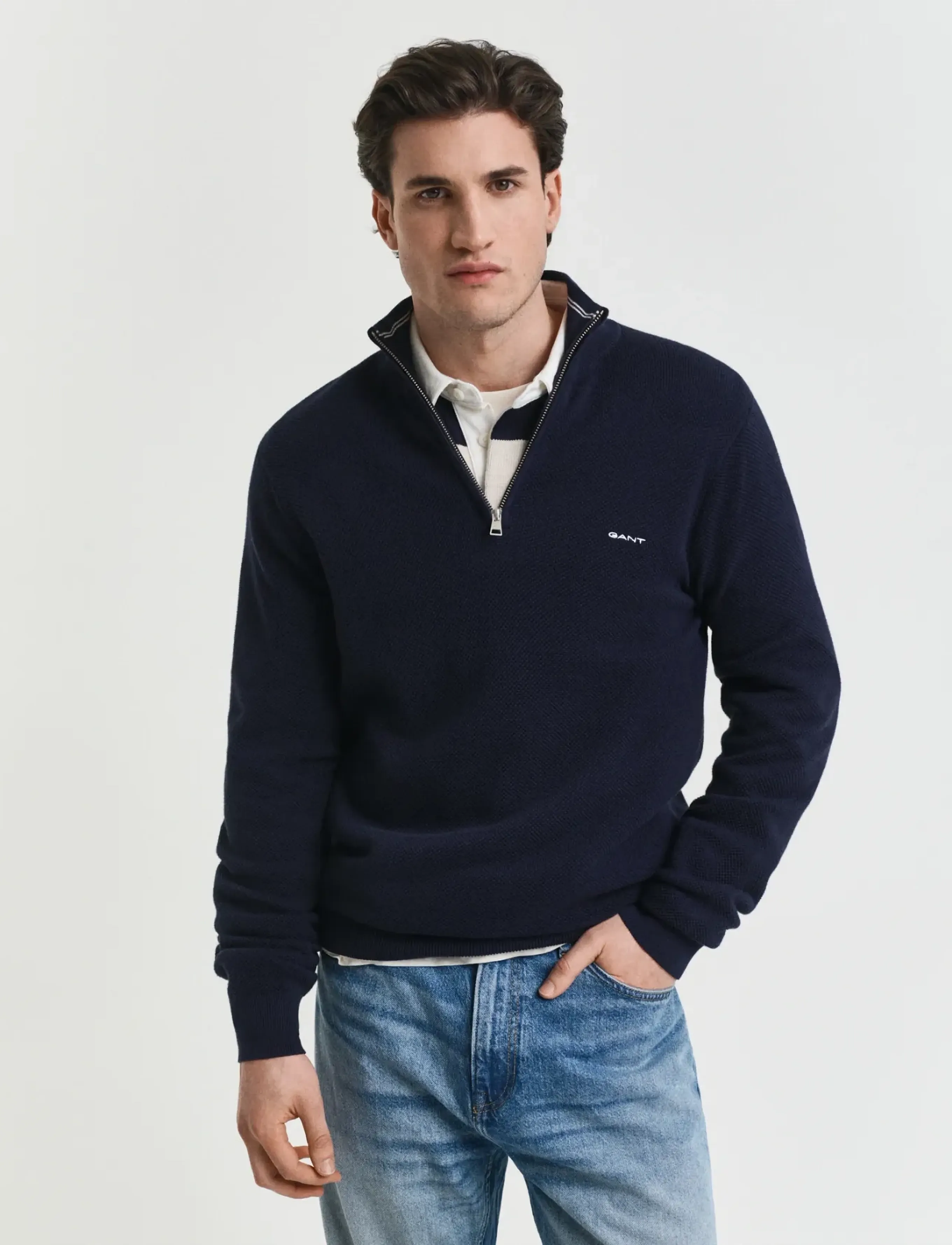 GANT COTTON PIQUE HALF ZIP - Shop efter stil - EVENING BLUE / navy