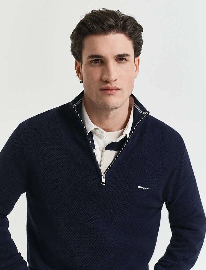 Gant - COTTON PIQUE HALF ZIP - pullover mit halbem reißverschluss - evening blue - 4