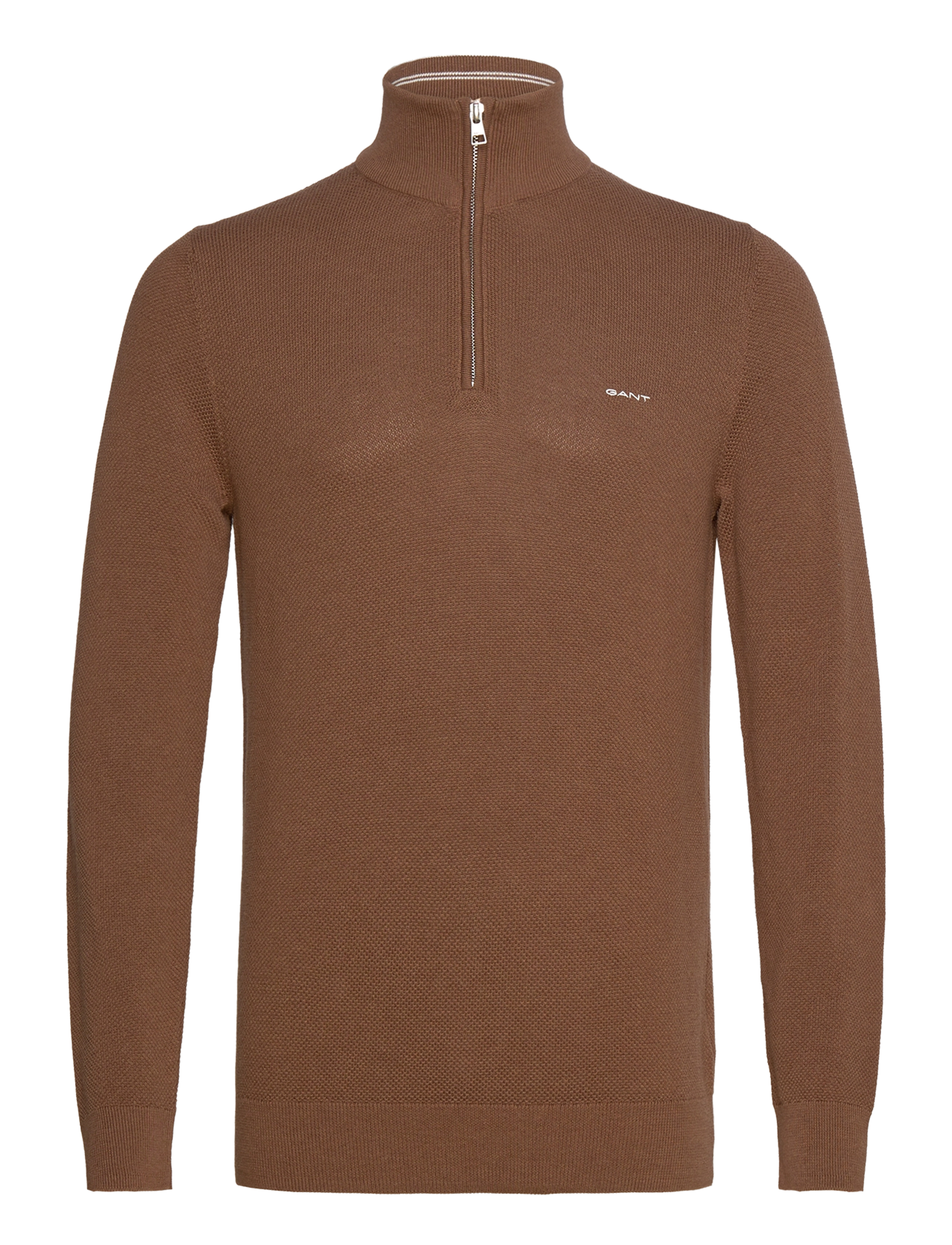 Gant COTTON PIQUE HALF ZIP - Strickmode - HAZELNUT MELANGE / brown