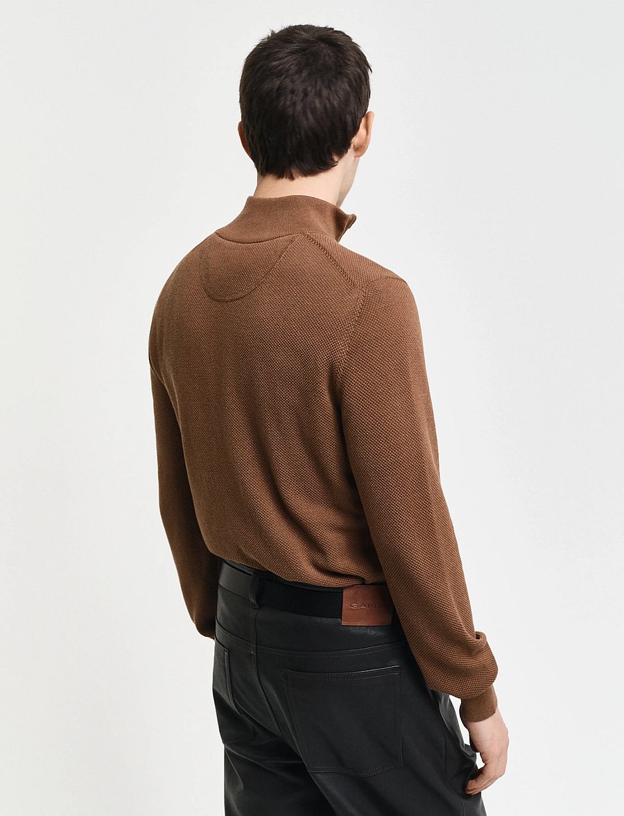 Gant - COTTON PIQUE HALF ZIP - džemperi ar daļēju rāvējslēdzēju - hazelnut melange - 3