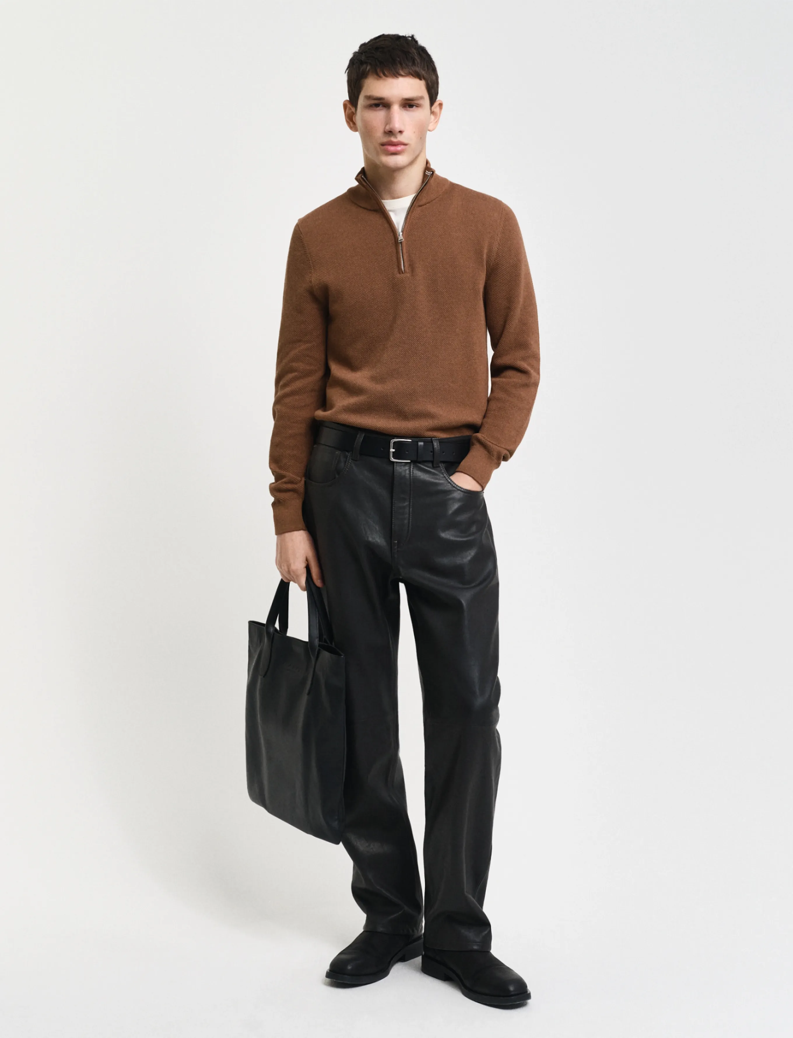 Gant - COTTON PIQUE HALF ZIP - džemperi ar daļēju rāvējslēdzēju - hazelnut melange - 5