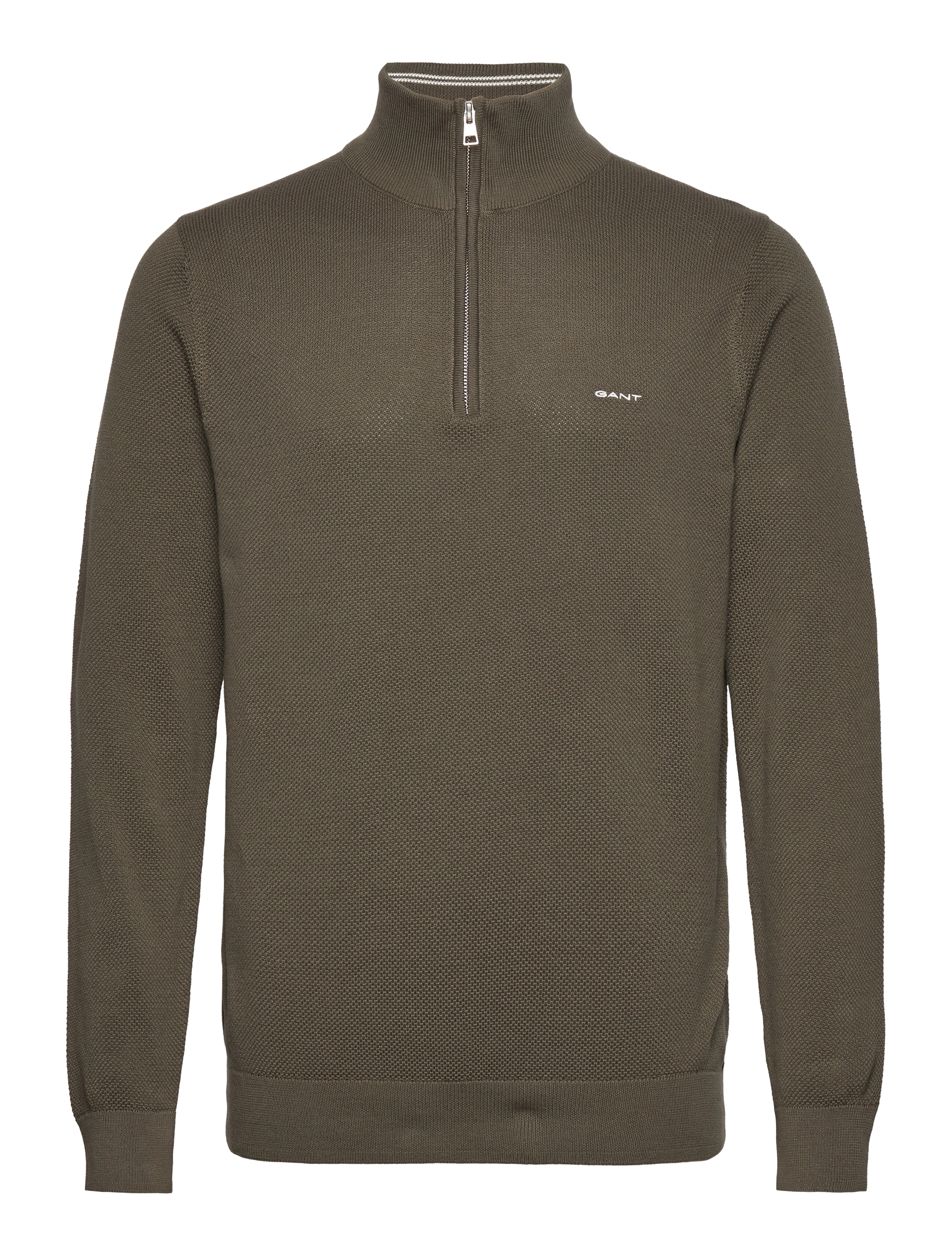COTTON PIQUE HALF ZIP - JUNIPER GREEN