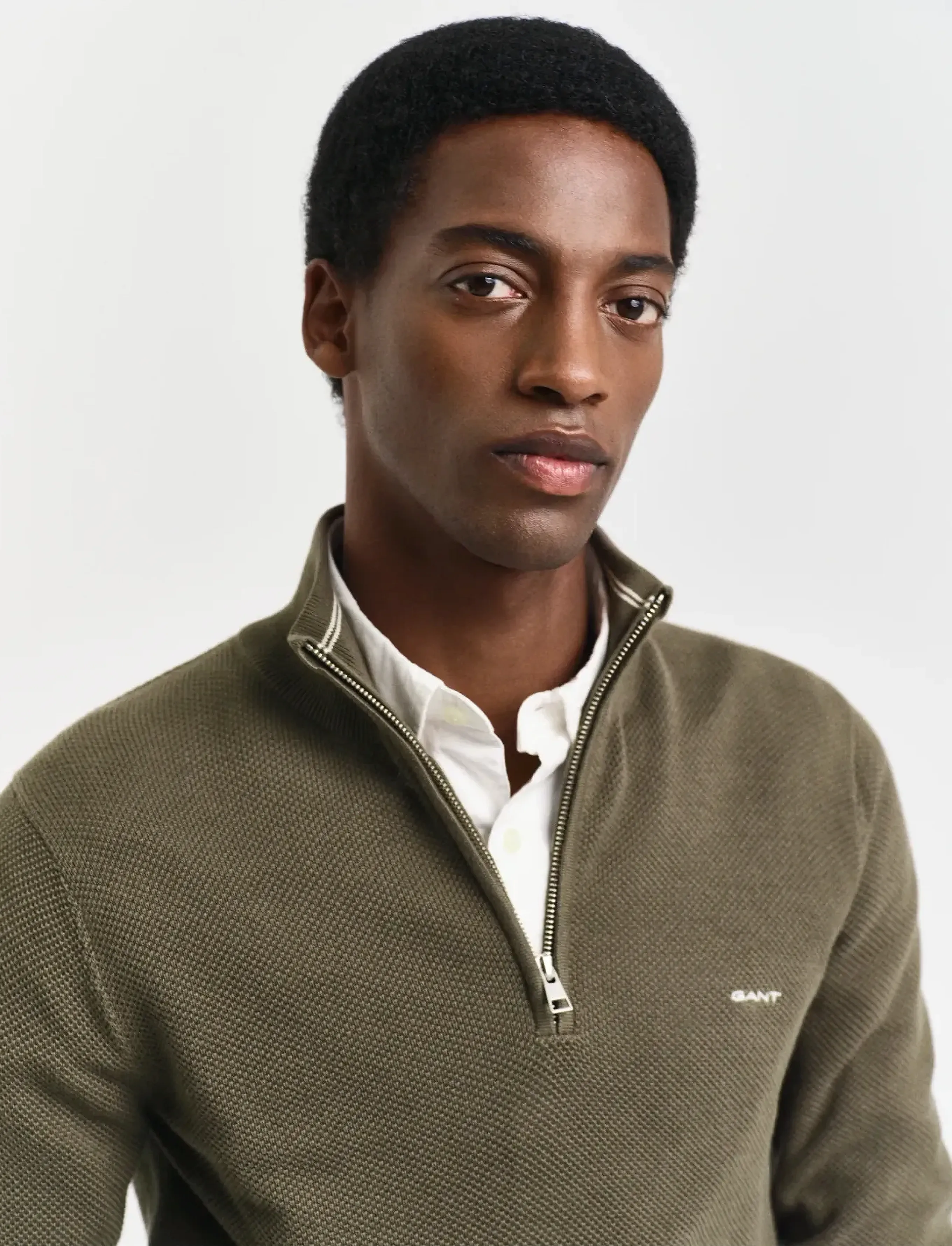 Gant - COTTON PIQUE HALF ZIP - mænd - juniper green - 4