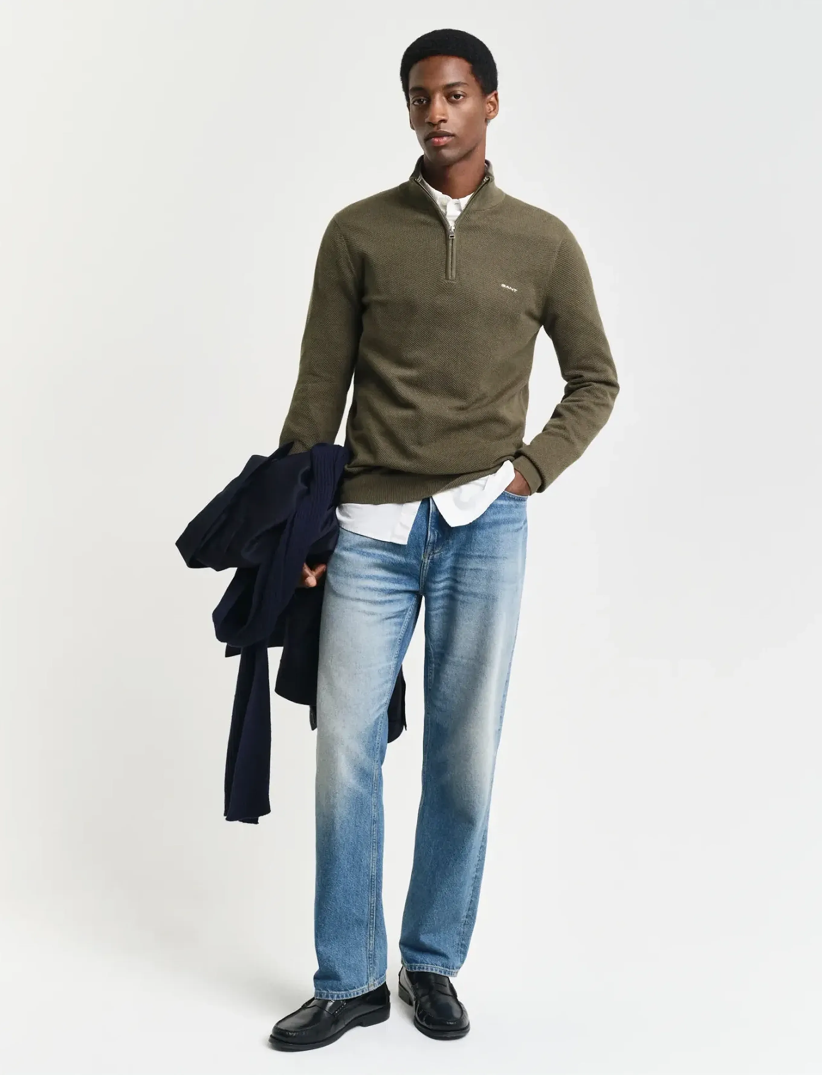 Gant - COTTON PIQUE HALF ZIP - mænd - juniper green - 5