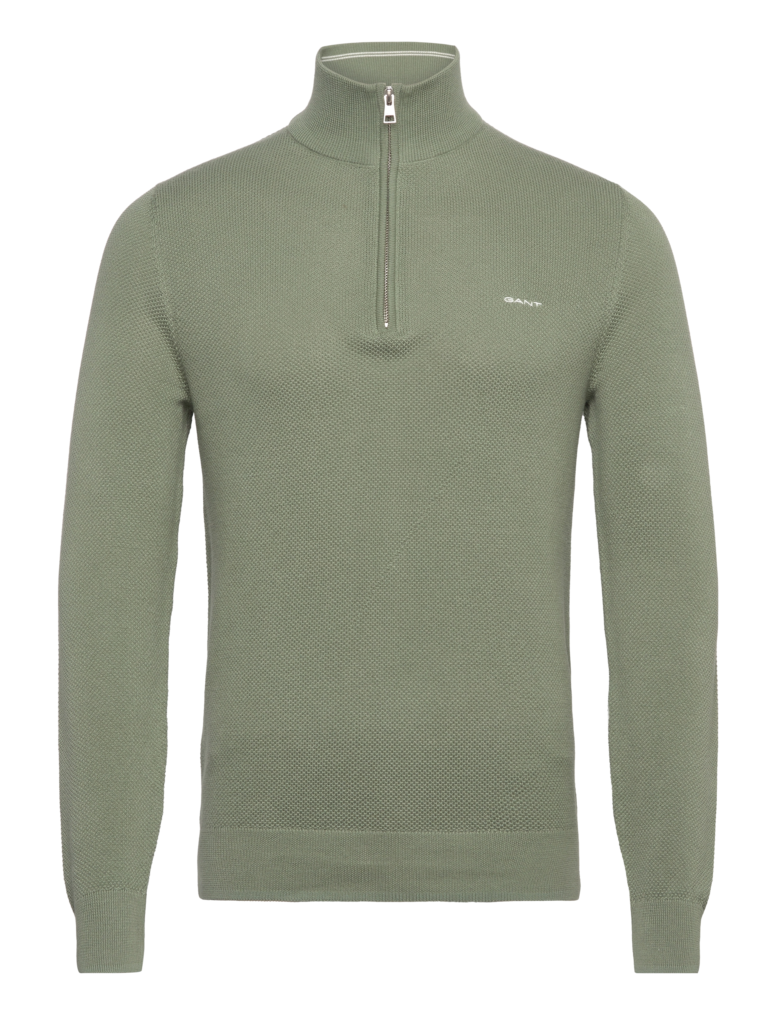 Gant - COTTON PIQUE HALF ZIP - truien met halve rits - kalamata green - 0
