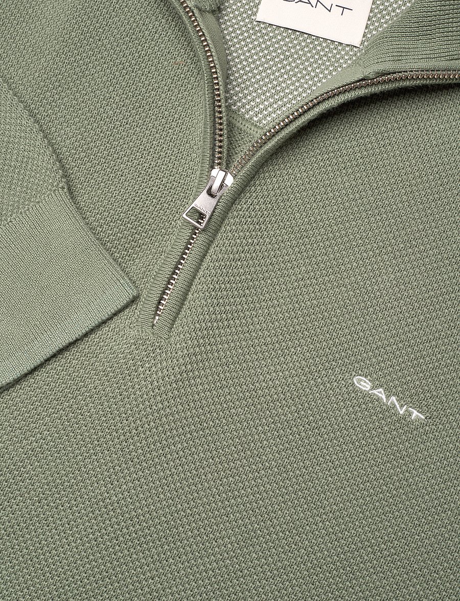 Gant - COTTON PIQUE HALF ZIP - truien met halve rits - kalamata green - 2