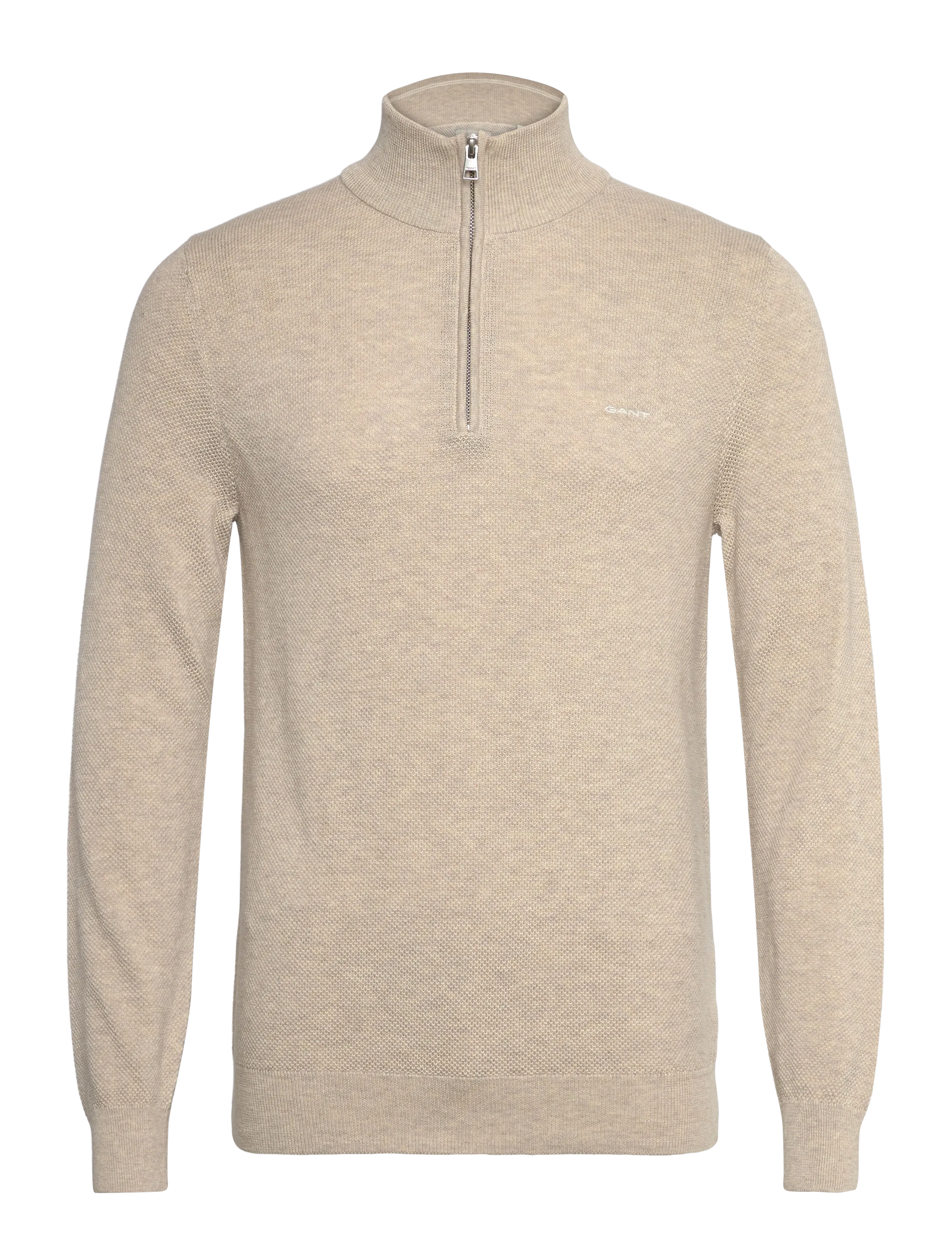 Gant COTTON PIQUE HALF ZIP - Gant - LIGHT BEIGE MELANGE / beige