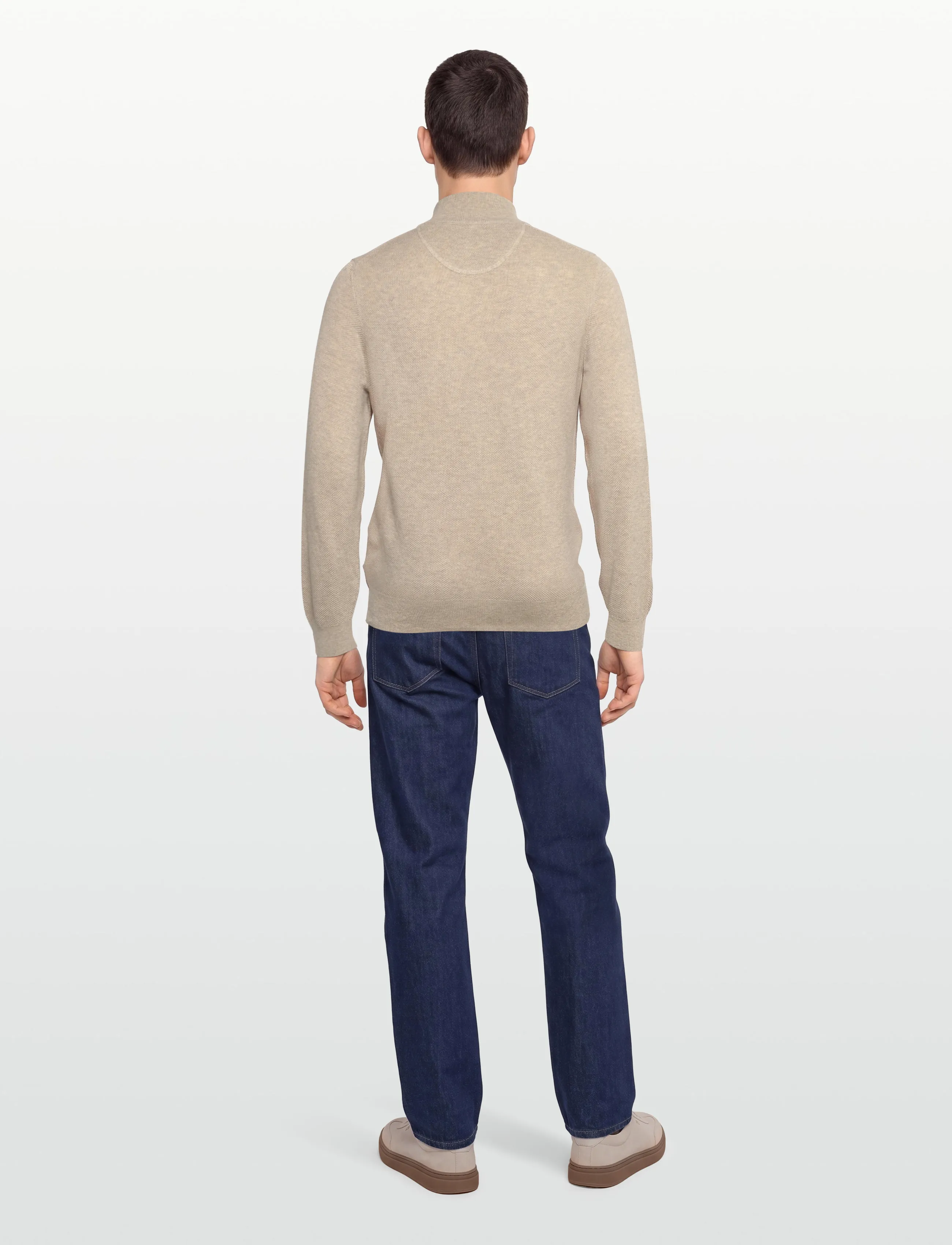 Gant - COTTON PIQUE HALF ZIP - half zip-tröjor - light beige melange - 4