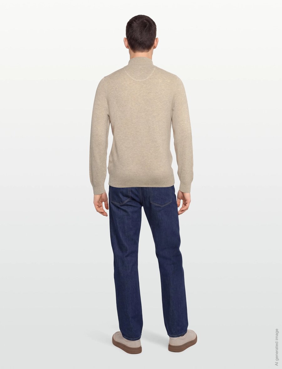 Gant - COTTON PIQUE HALF ZIP - half zip-tröjor - light beige melange - 4