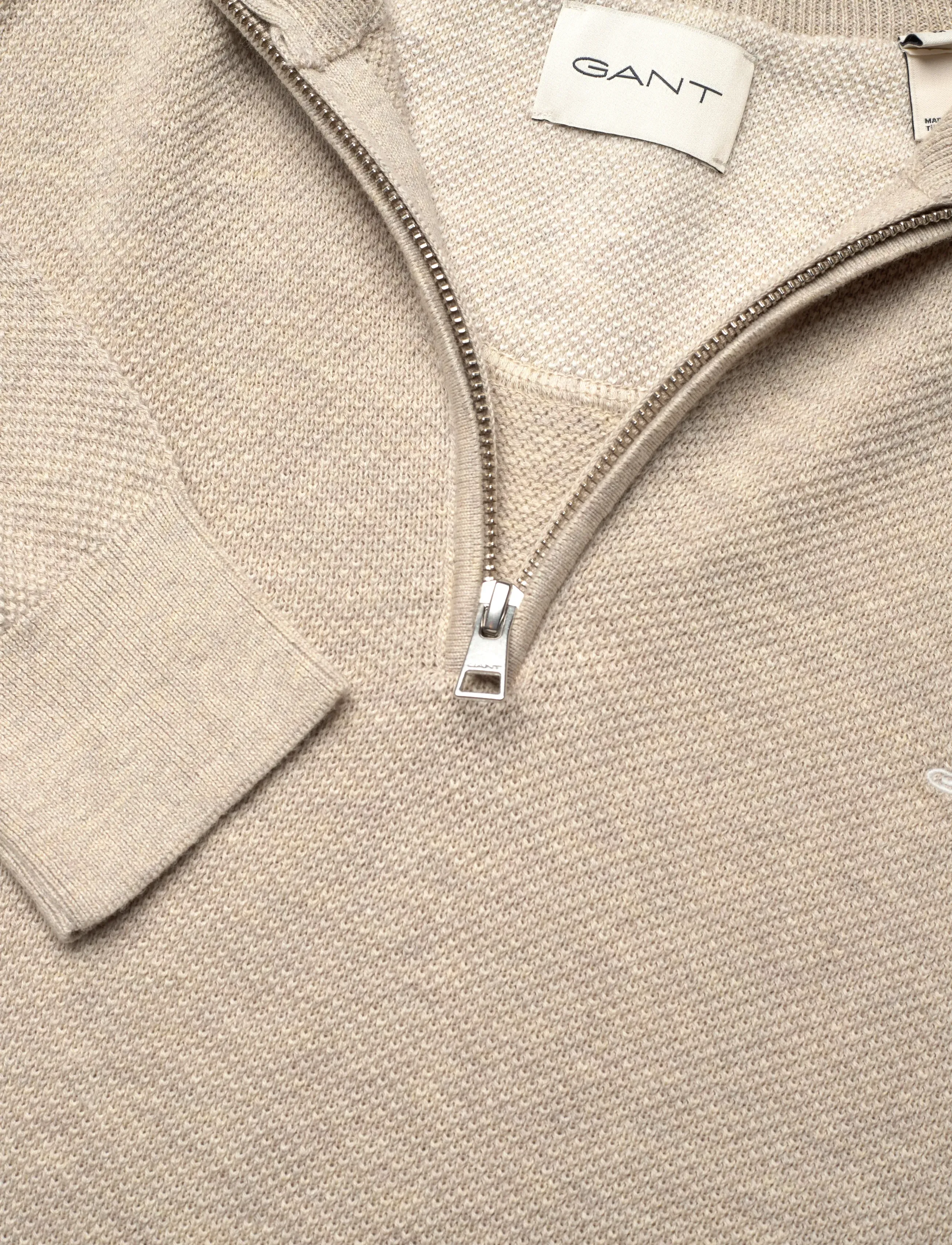 Gant - COTTON PIQUE HALF ZIP - tõmblukk-kaelusega džemprid - light beige melange - 2