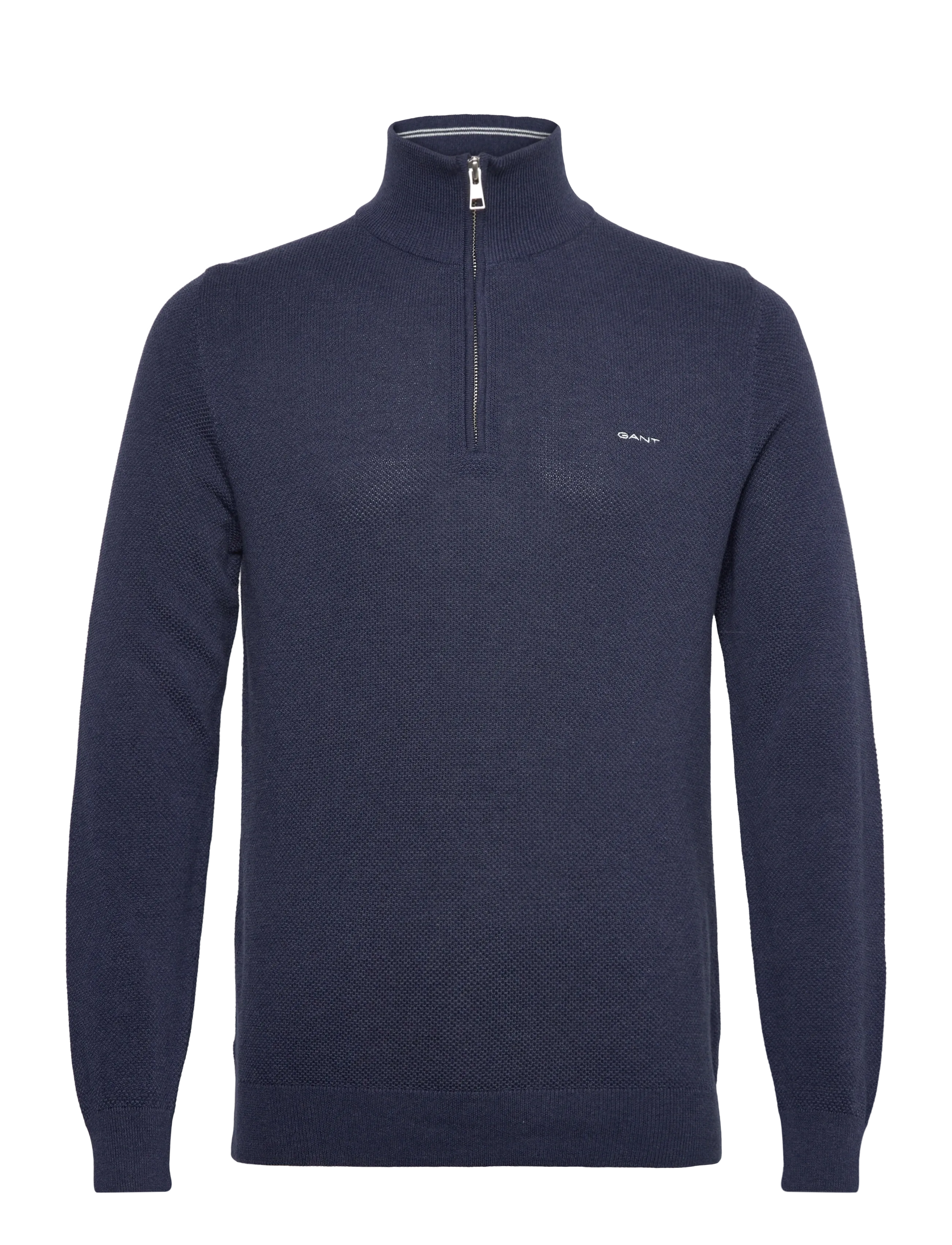 Gant COTTON PIQUE HALF ZIP - Gant - MARINE MELANGE / navy