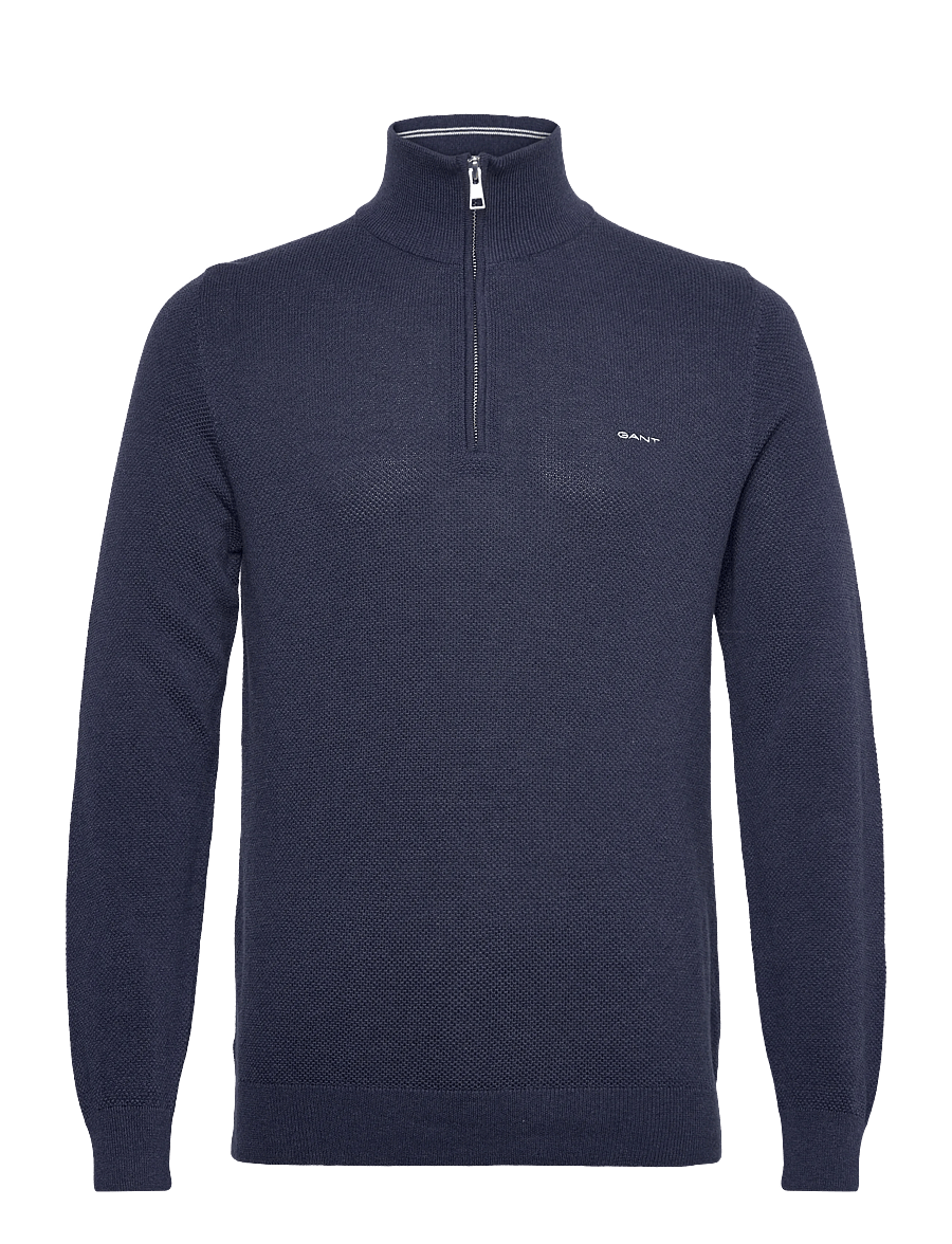 Gant - COTTON PIQUE HALF ZIP - hálfrenndar peysur - marine melange - 0