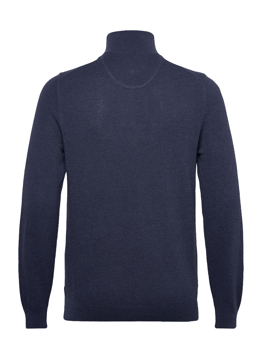 Gant - COTTON PIQUE HALF ZIP - hálfrenndar peysur - marine melange - 1
